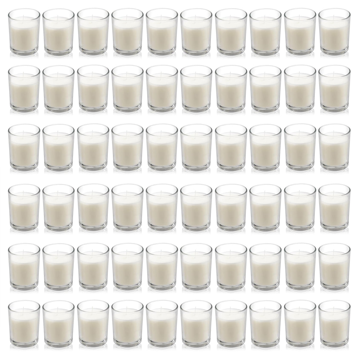Housecret 60 Pack Warm White Unscented Clear Glass Filled Votive Candles. Hand Poured Wax Candle Ideal Gifts for Aromatherapy Spa Weddings Birthdays Holidays Party