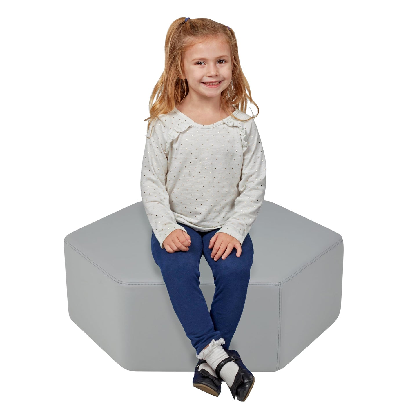 FDP Pro Series Hexagon Accent Ottoman (12" Height) Hand Upholstered Commercial Furniture for Hotel Lobby, Office, Restaurant, Home and More Collaborative and Configurable Seating - Navy