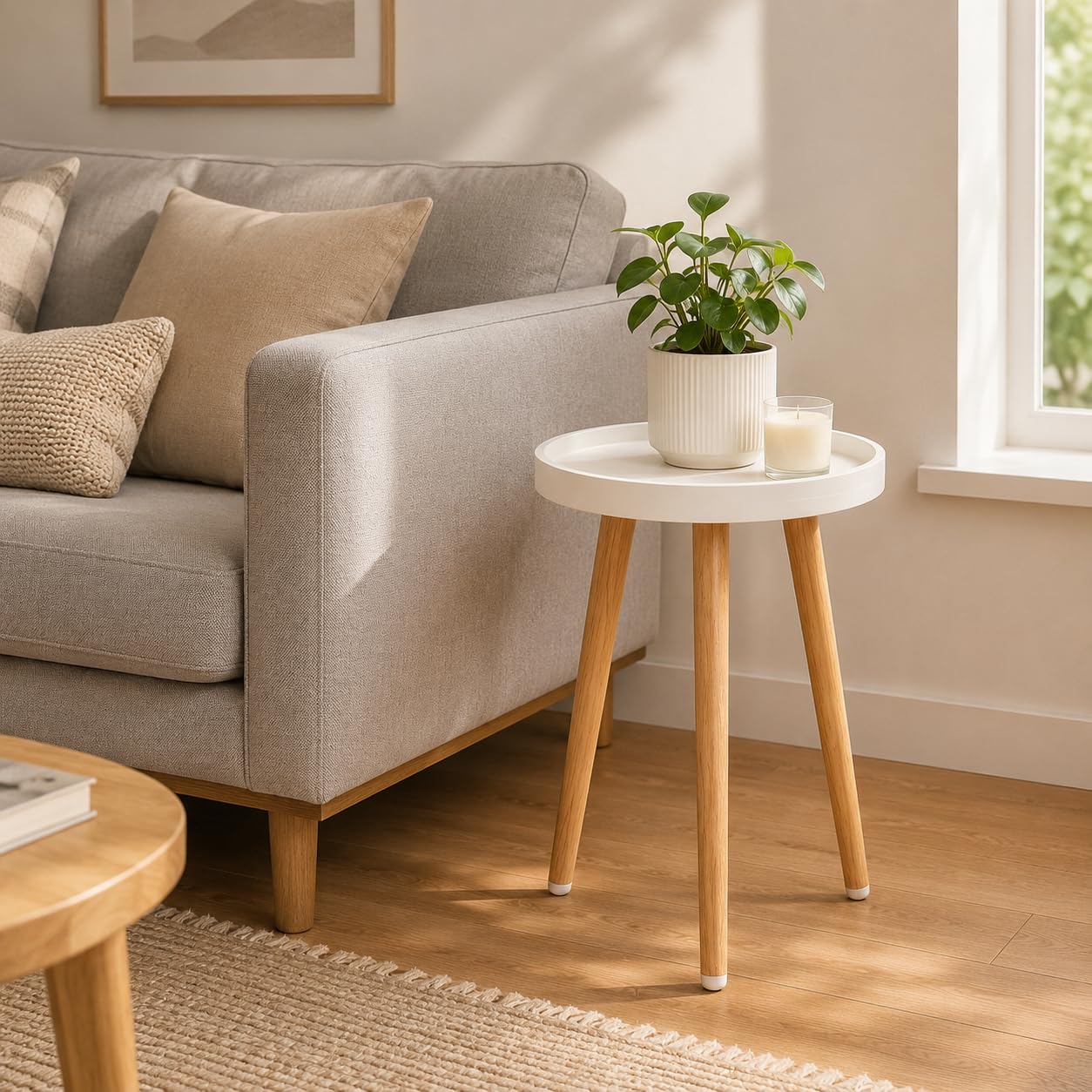 KGPLOME White Plant Stands Indoor with Raised Design and Heavy Wood Leg