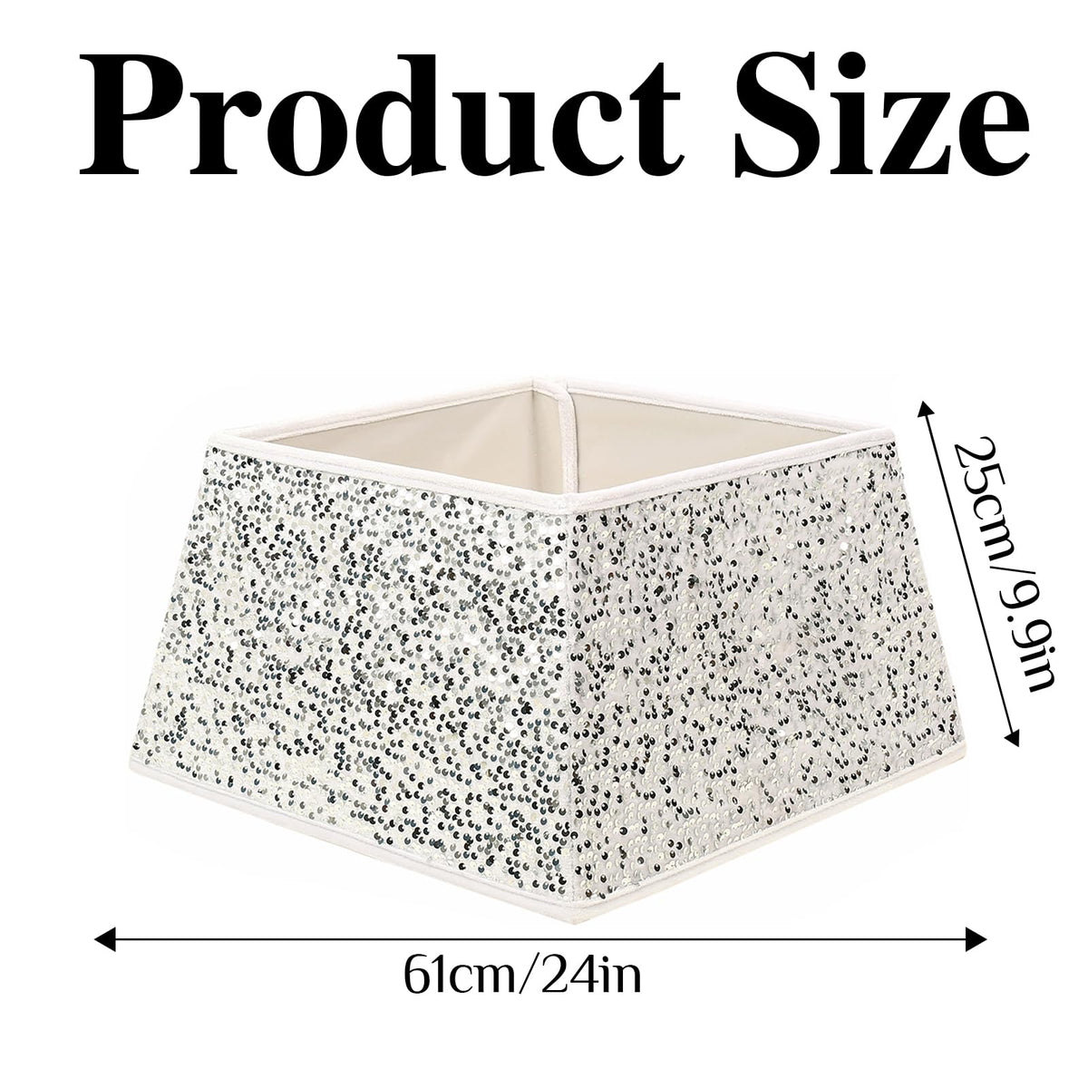 XmasExp Christmas Tree Collar, 24 inch Sequin Tree Skirt Stand Base Cover for Home Decor, Medium Size 4 Piece, White