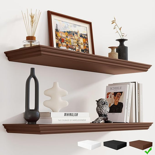 Fun Memories Floating Shelves 32 Inch Long, 9.3 Inch Deep Classic Crown Molding
