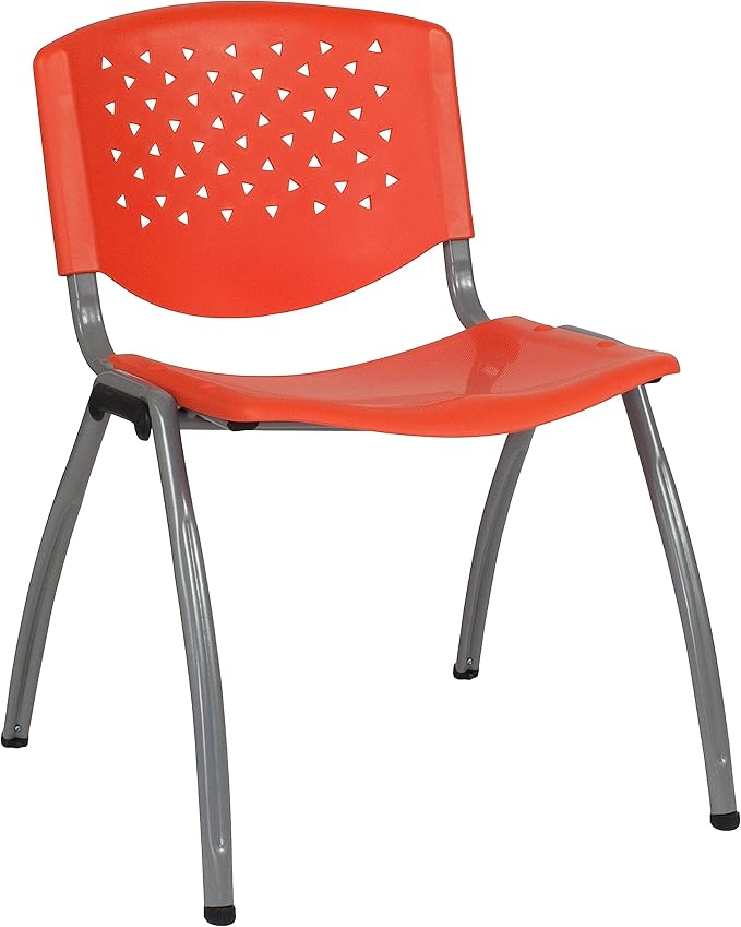 Flash Furniture HERCULES -5 Pack 880 lb. Capacity Orange Plastic Stack Chair |