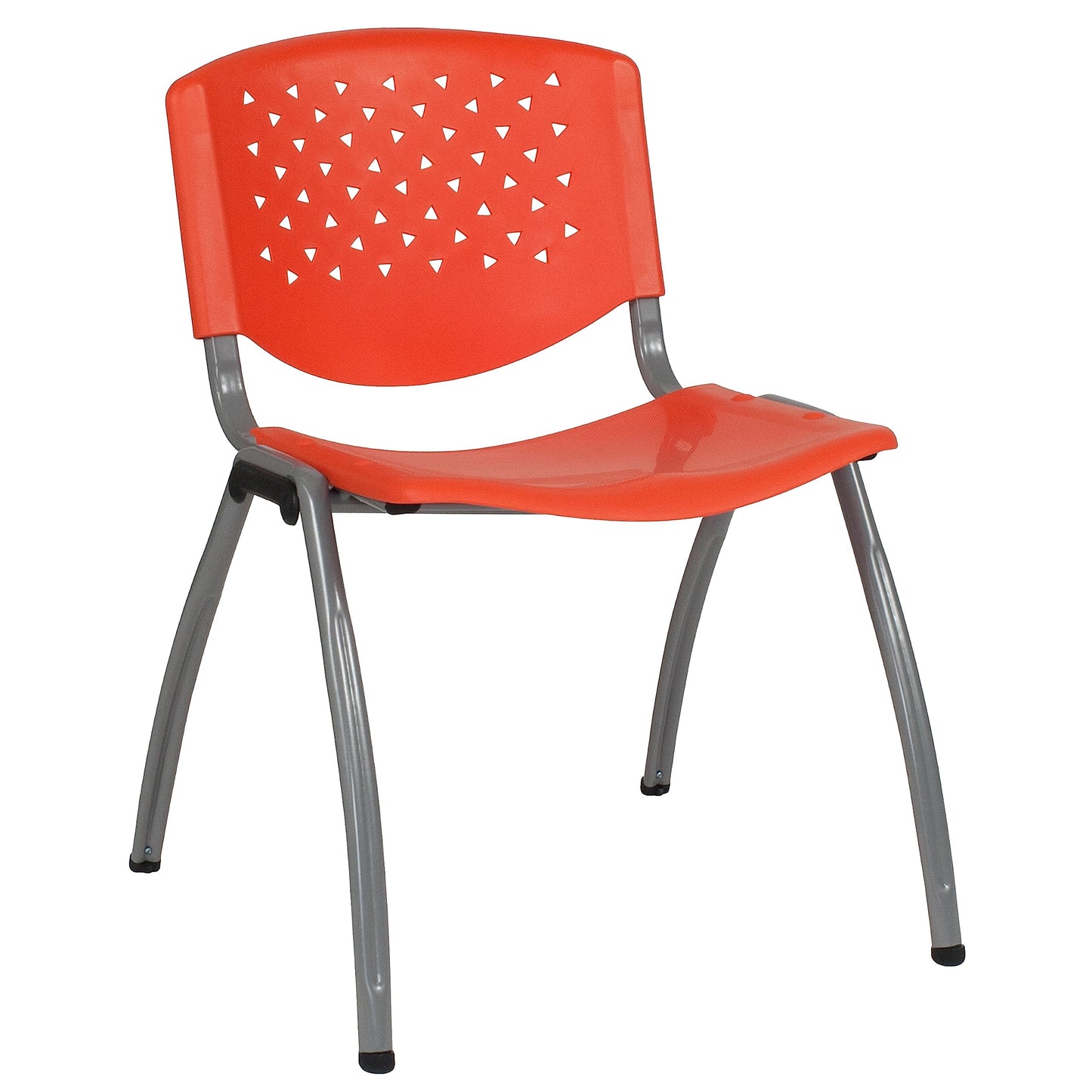 Flash Furniture HERCULES -5 Pack 880 lb. Capacity Orange Plastic Stack Chair | Comfortable Seating with Durable Design
