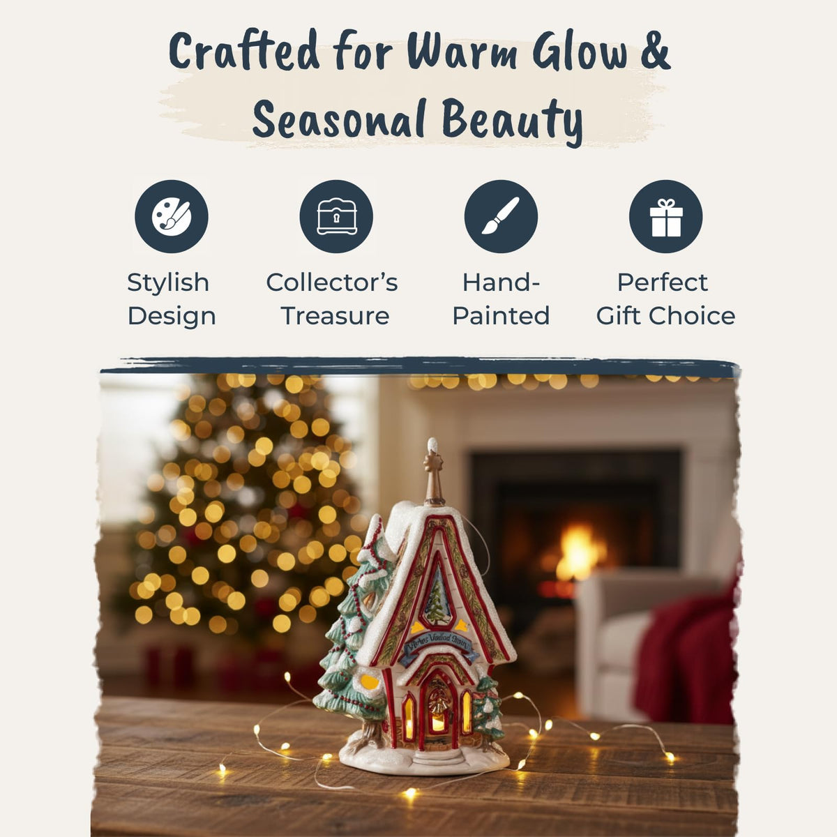 Blue Sky Ceramics Winter Woodland Church Candle House, Multi, Multicolor (1679)