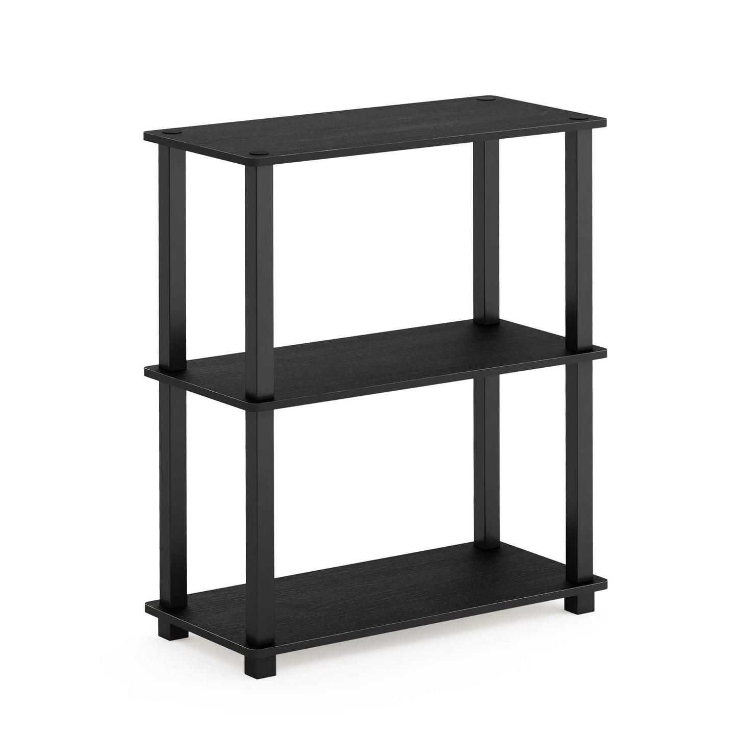 Furinno TURN-S-TUBE Storage Shelves, 3-Tier Book Shelf, Corner Shelf, Toolless Open Shelves, for Organization and Storage, Living Room, Garage, Home Office, Americano
