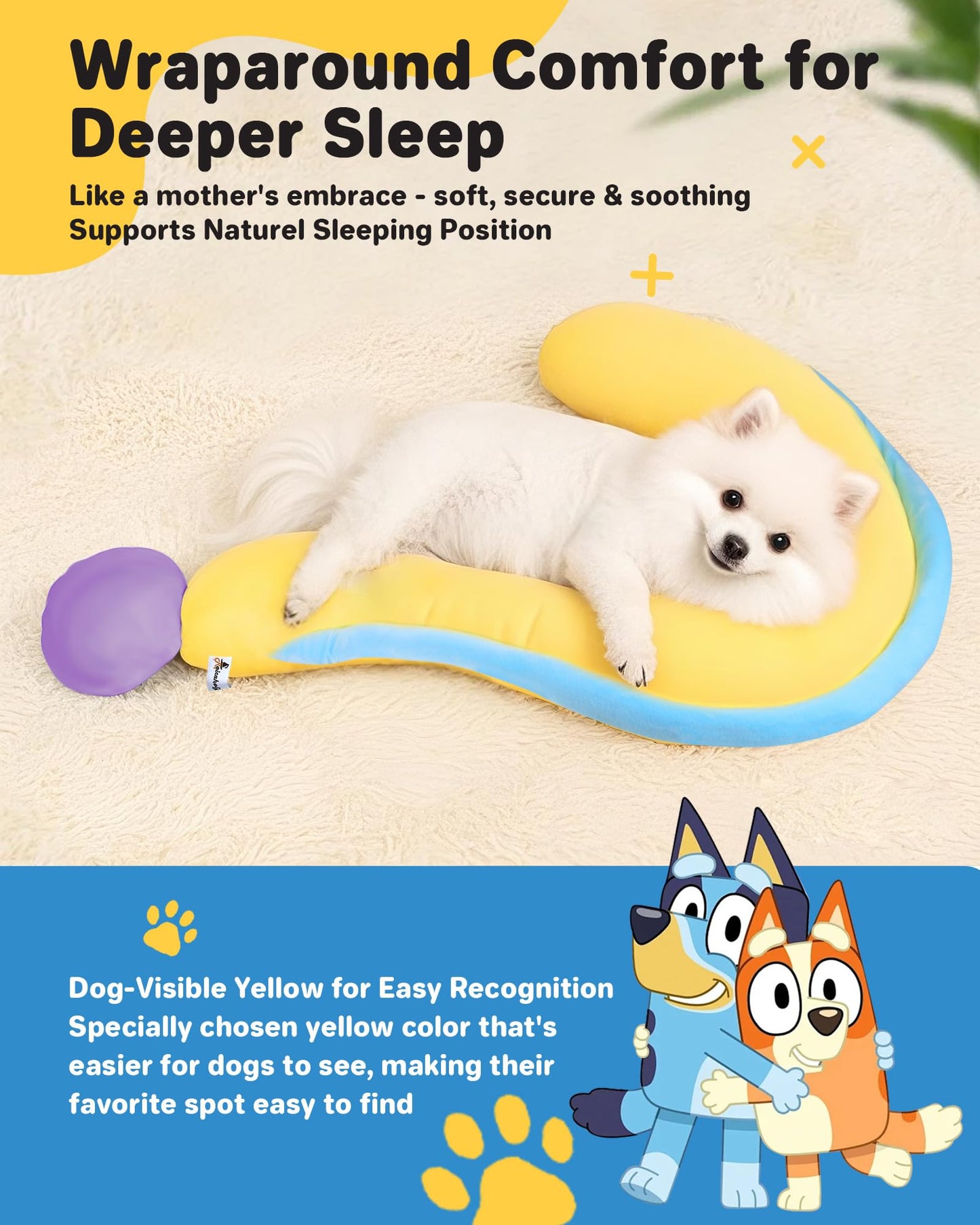 Dog Calming Pillow – Soft Plush Cat Body Pillows for Small/Medium/Large Dogs, Cozy Cotton-Filled Dog Neck Pillow, Cute Design for Rest and Relaxation