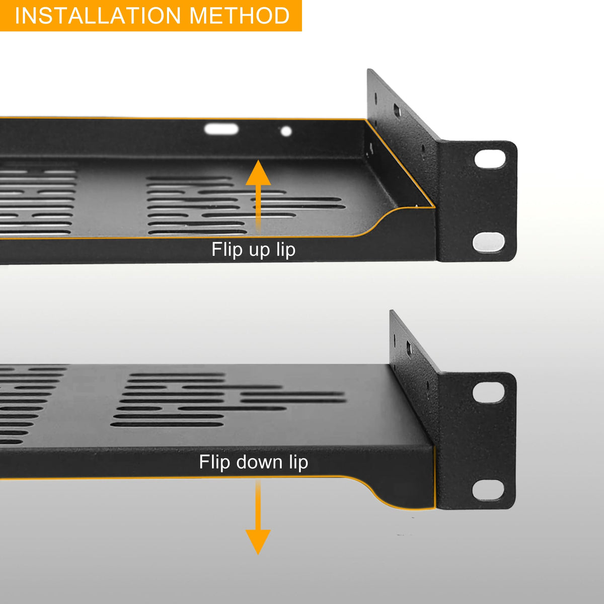 RIVECO 2 PCS 6” Rack Shelves for 19 inches Network Rack & Cabinets, 1U Rack Mount Shelf Vented Cantilever Tray, for Server, IT & Sound Equipment