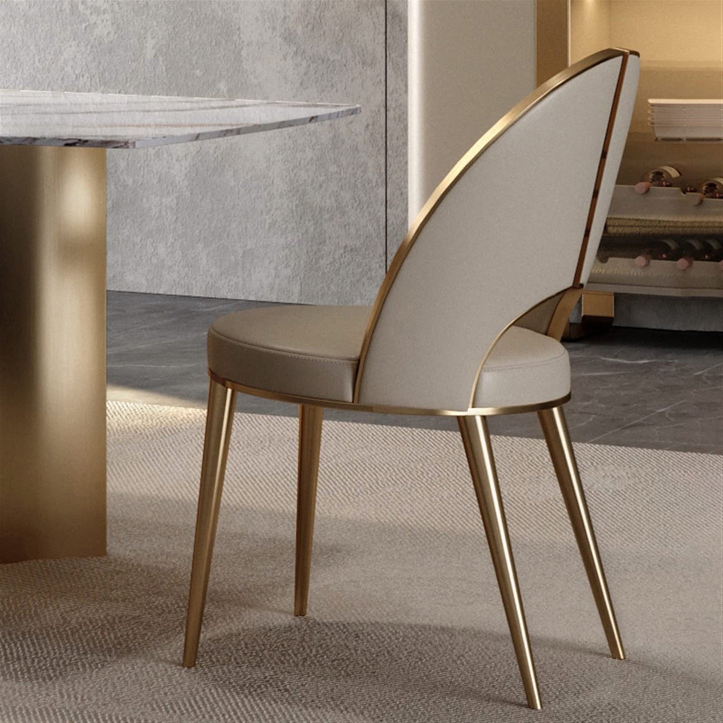 Dining Room Chair Comfortable Designer Dining Chair Metal Gold Legs Ergonomic Makeup Leather Office Home Furniture