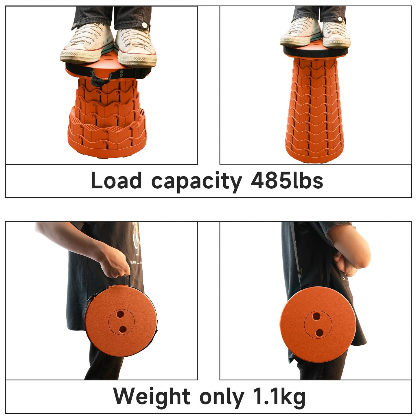 ZTMT Portable & Lightweight Foldable Camping Chair for Adults, Heavy Duty Folding Stool with Adjustable Shoulder Strap, Perfect for Picnic, Beach, Backyard, and Sporting Events, Max Weight 400lbs