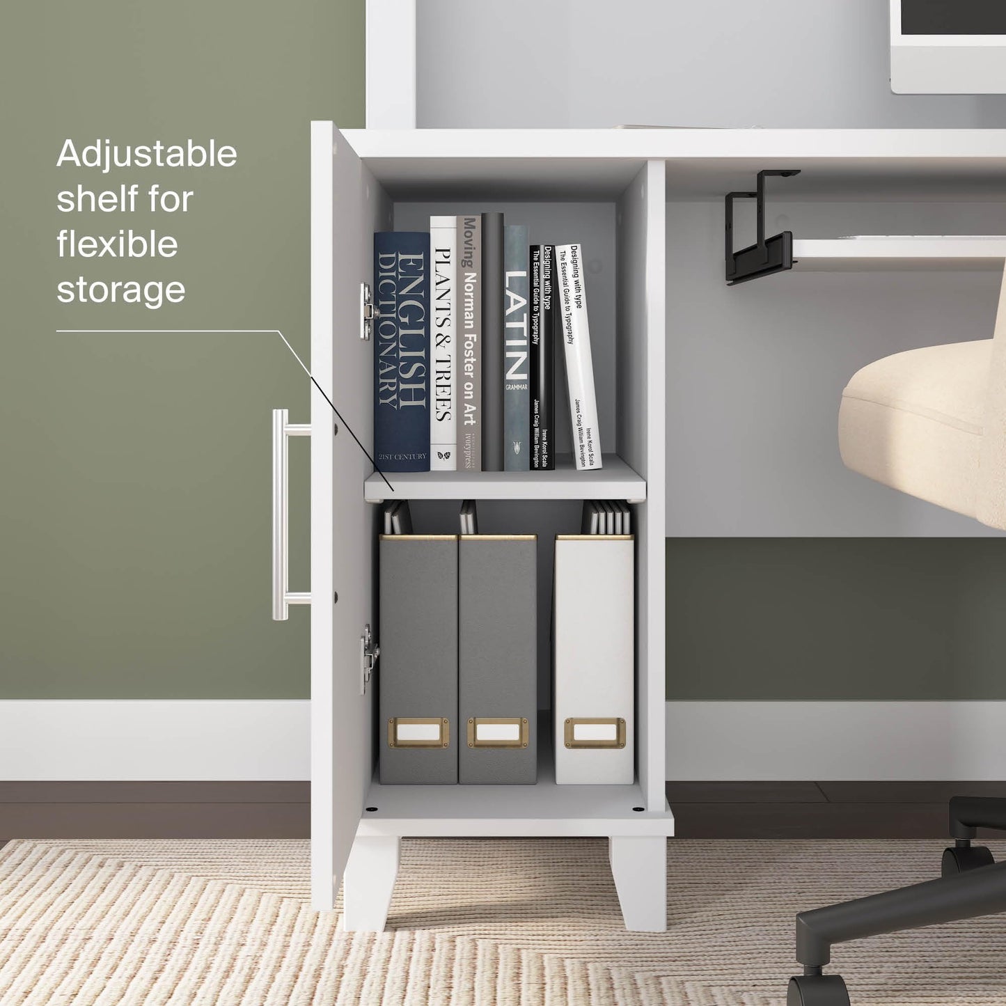 Bush Home 72-Inch L-Shaped Desk with Storage, Corner Computer Office Desk with File and Box Drawers, Home Office Workstation with Storage Cabinet, Somerset Collection, White