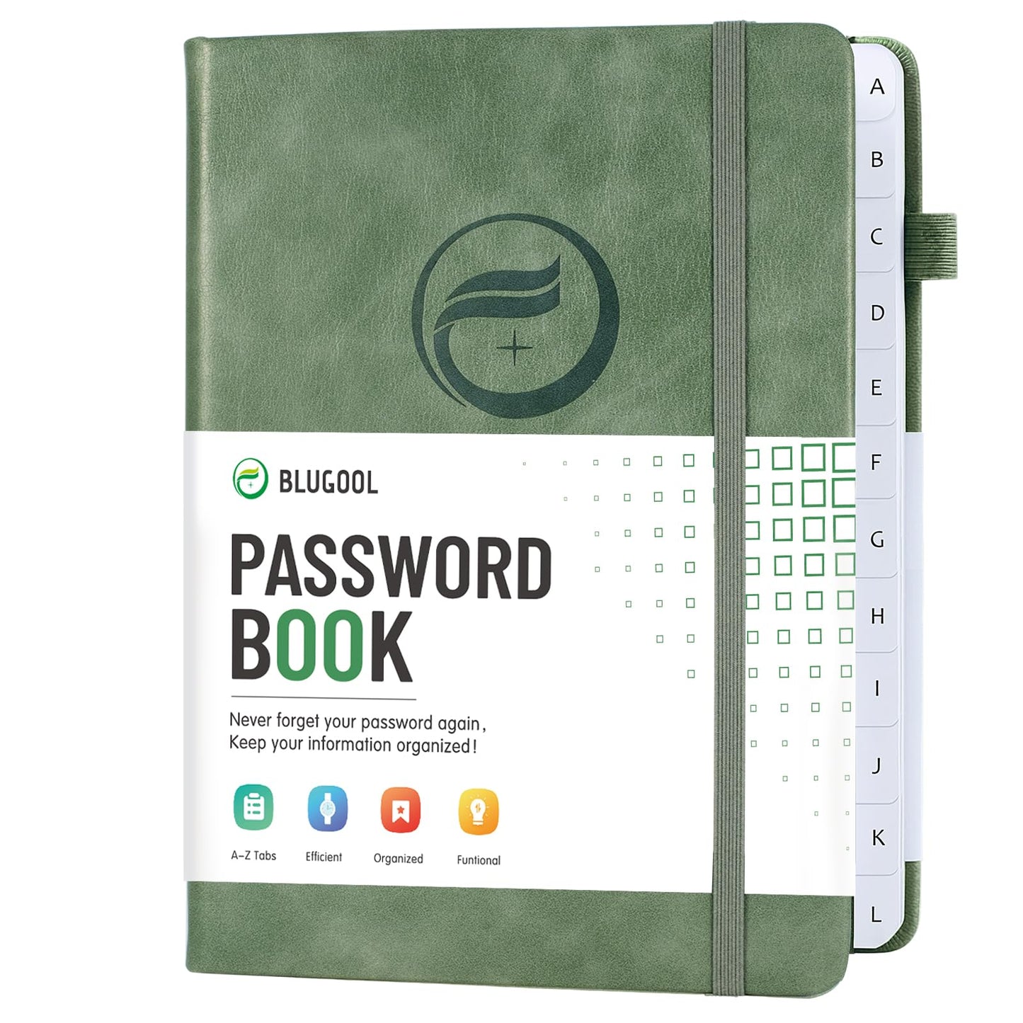 Password Book with Alphabetical Tabs, Hardcover Password Keeper, Password Notebook Organizer for Computer and Internet Address Website Login, Gifts for Home and Office, 5.3''x 7.7''- Green