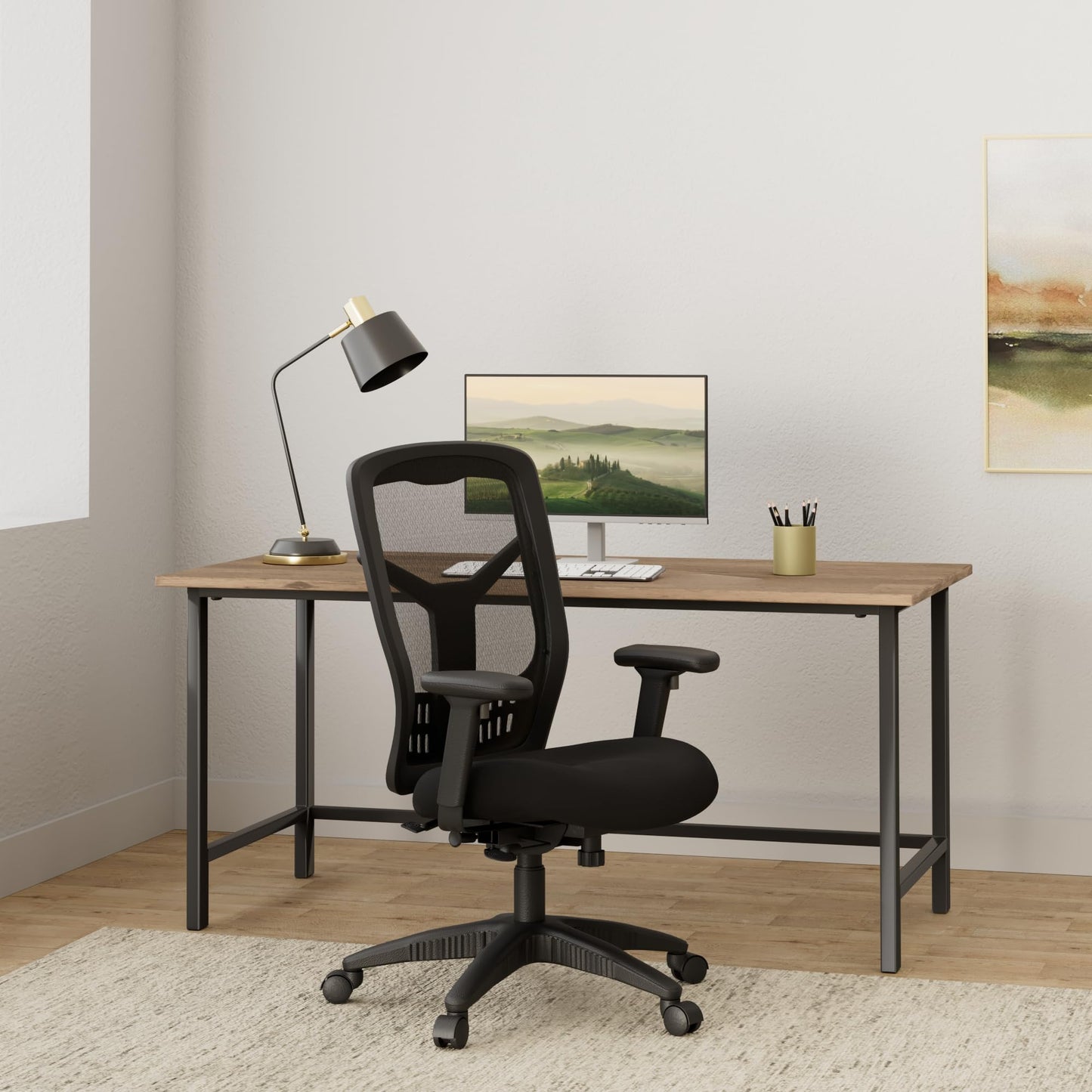 Office Star ProGrid High Back Manager's with Adjustable Seat Height, 2-to-1 Synchro Tilt Control and Seat Slider, Black Mesh