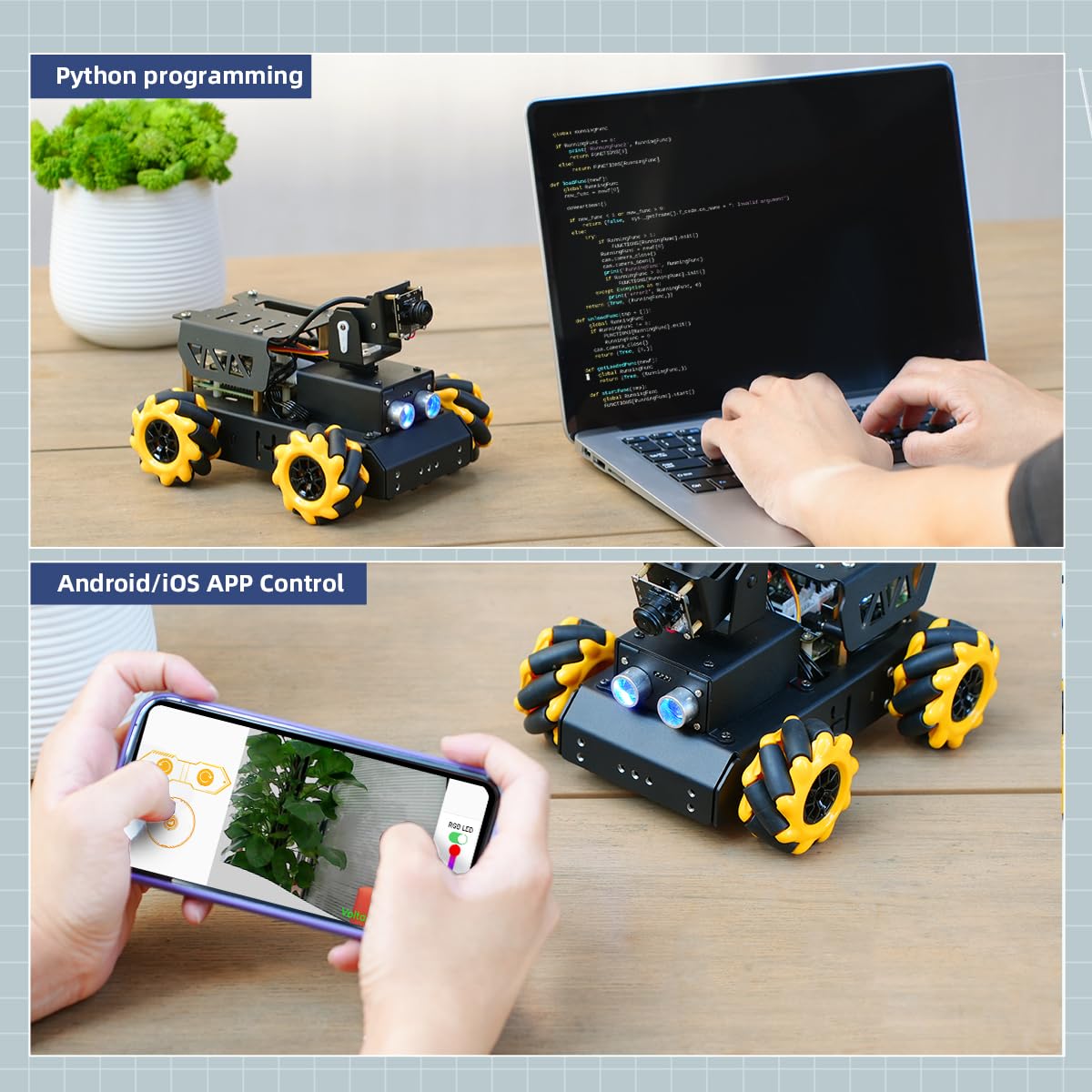 HIWONDER ROS2 Robot Car with ChatGPT Large AI Model Vision & Voice Understanding Python Programming Open Source DIY Robot Kit for Teens, TurboPi Advanced Kit & Raspberry Pi 5 4GB