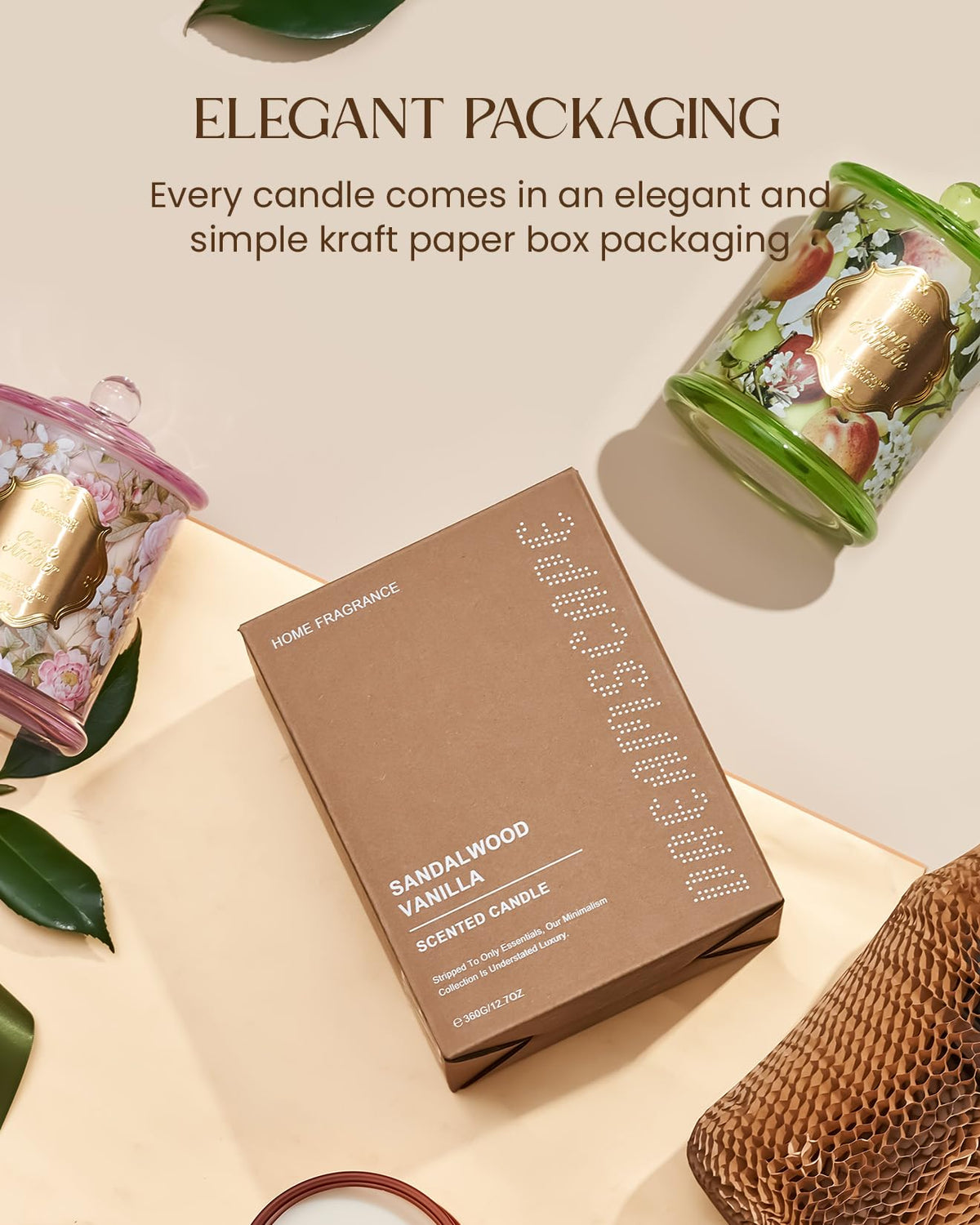 M&SENSE Citrus Candles for Home Scented, Natural Organic Soy Candle 12.7oz 75 Hour Long Lasting Slow Burning, Mandarin Fragrant Double Wick Jar Candle Fresh Smelling for Bathroom