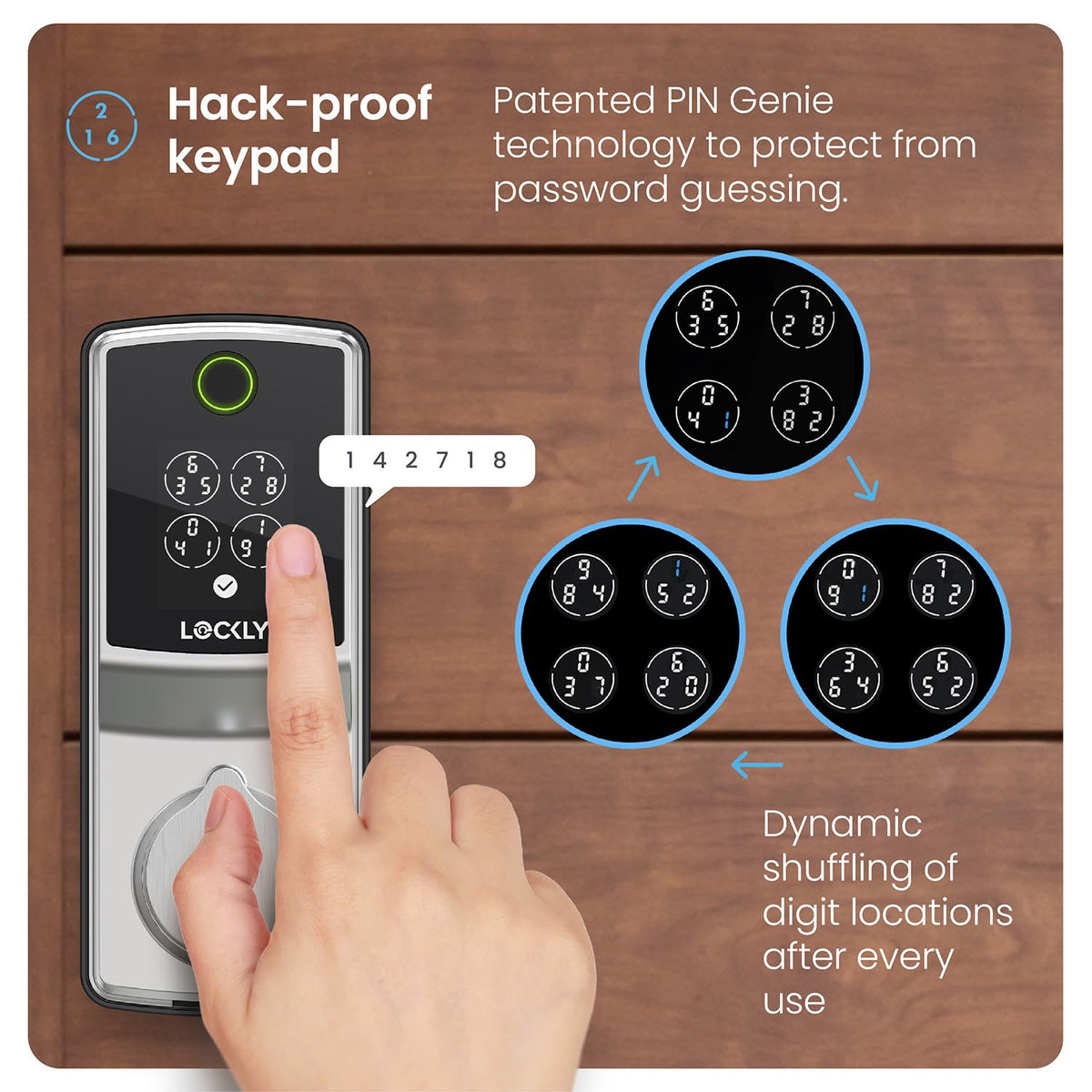 Lockly Secure Pro (Latest Version), Smart Lock with Built-in Wi-Fi, New-Gen Fingerprint Door Lock, Keyless Entry Deadbolt, PIN Genie Keypad, Auto Lock, App Remote Control, Easy Installation