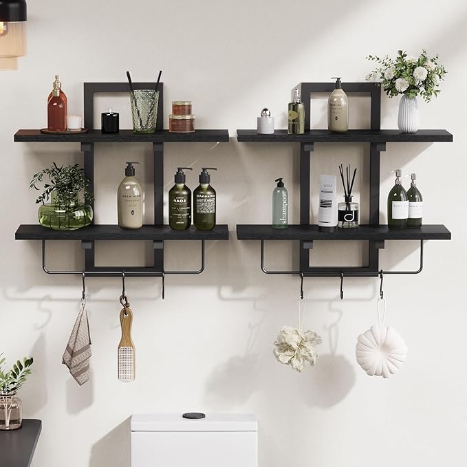 Creso hom Floating Shelves, Hanging Bathroom Shelves 2-Tier, Wall Mounted