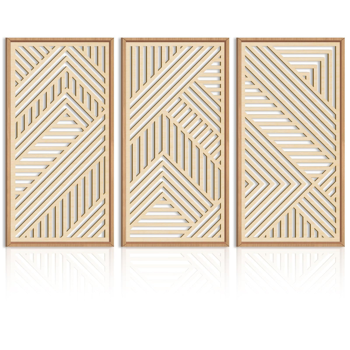 IARTTOP Large Boho Wooden Wall Art 16x32 Inch Framed Mid century Modern Wood Wall Decor Minimalist Modern Bohemian Decor for Dining Room Living Room Bedroom Set of 3