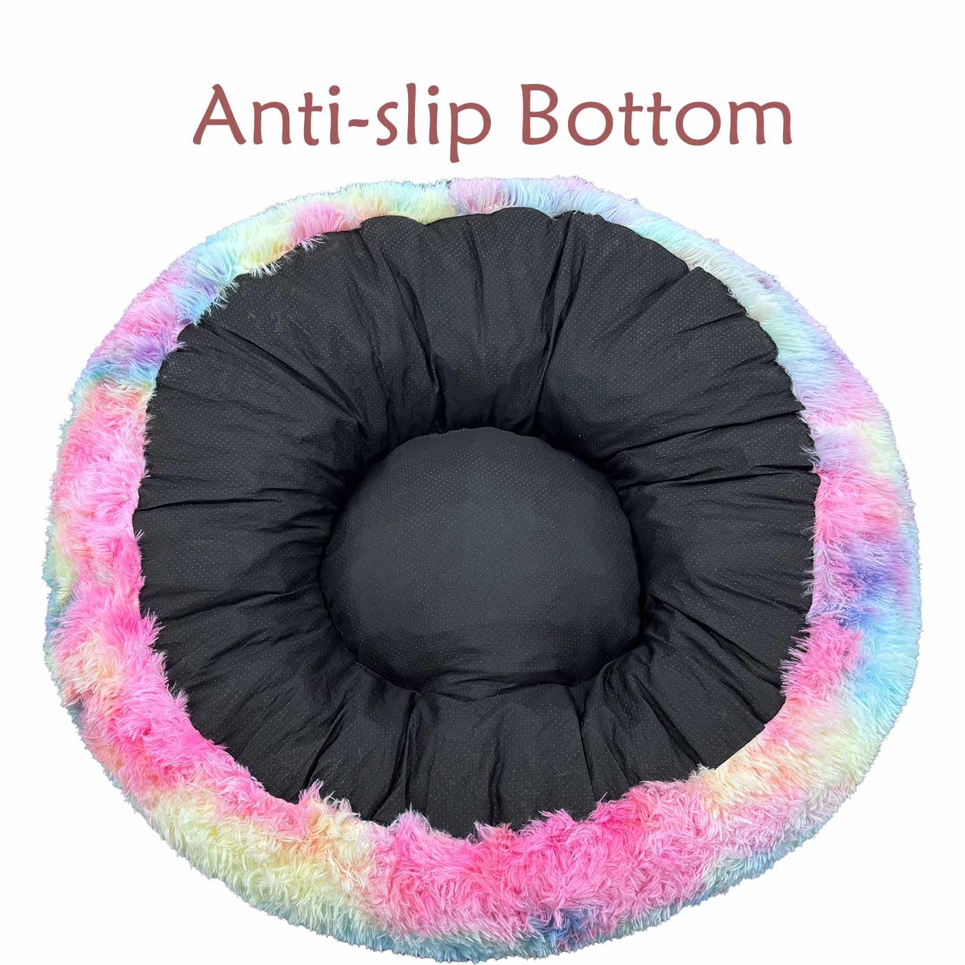 Plush Faux Fur Bean Bag Chairs, Memory Foam Filled Sofa Chair Shape Bean Bag for Adults/Teens/Kids, Ultra-Soft Lazy Sofa for Living Room Bedroom College Dorm, Rainbow