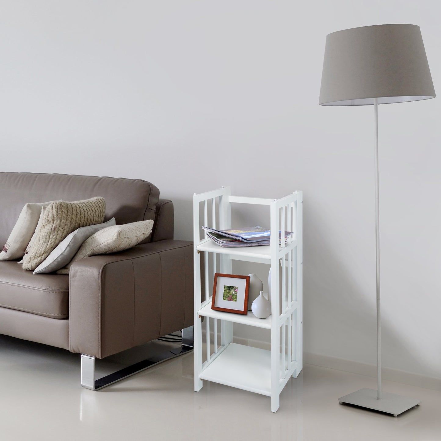 Casual Home 3-Shelf Folding Bookcase, 14" Wide, White