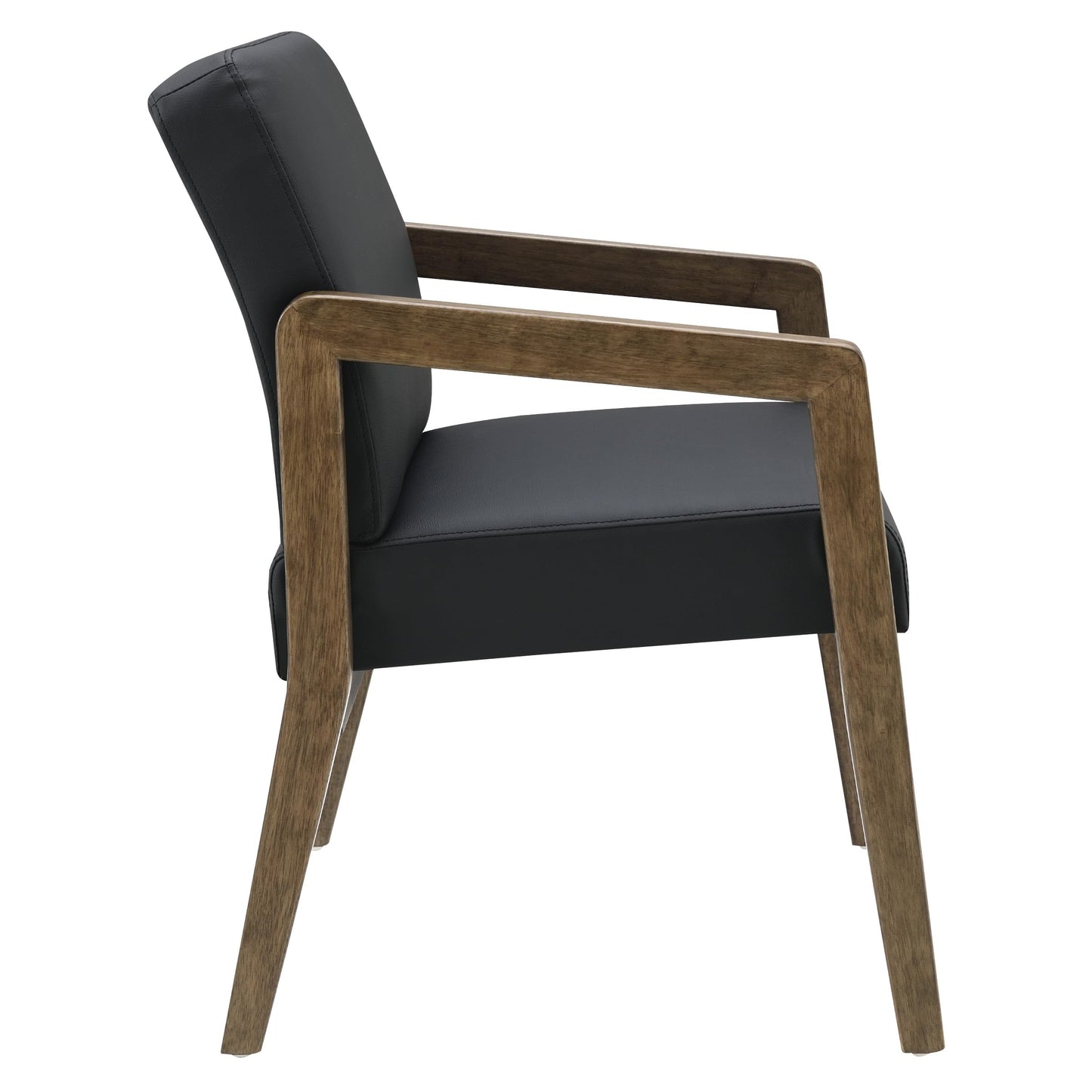Office Star Products Guest Seating Visitor's Chair with Memory Foam Seat, Black Faux Leather, 300 lb Weight Capacity, Park City Finish