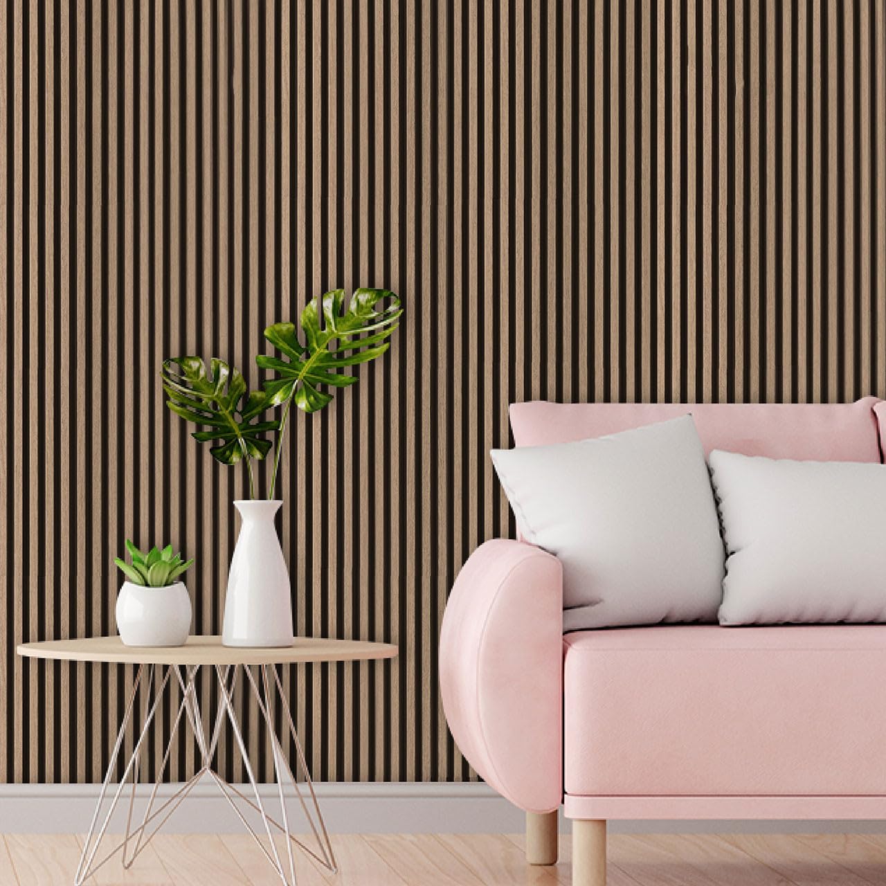 From Plain To Beautiful In Hours MG-1010-SAM-2p Medium Wood Slat Walls, Ash, 3 in x 9 in Sample (Pack of 2)