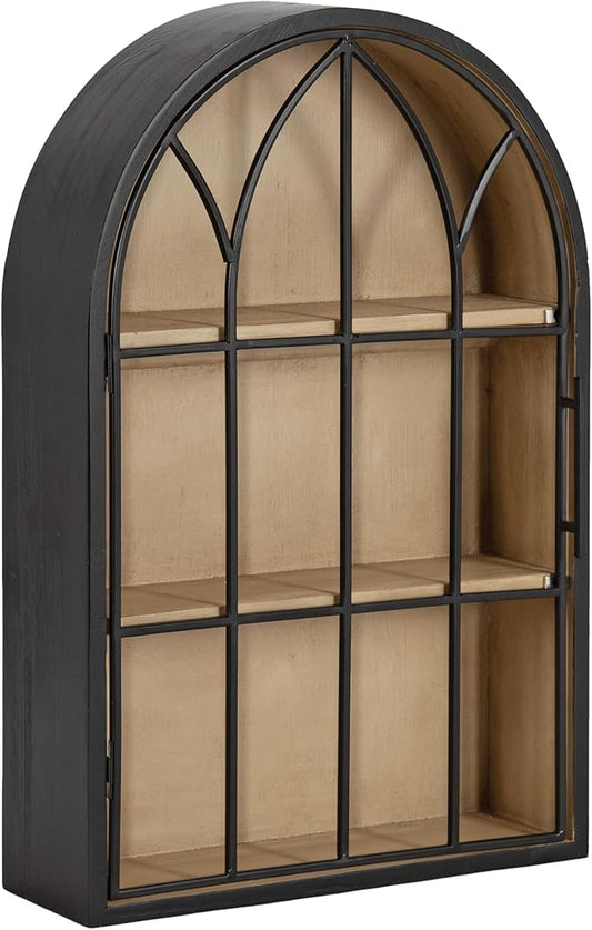 Kate and Laurel Megara Decorative Wooden Hanging Arched Wall Cabinet