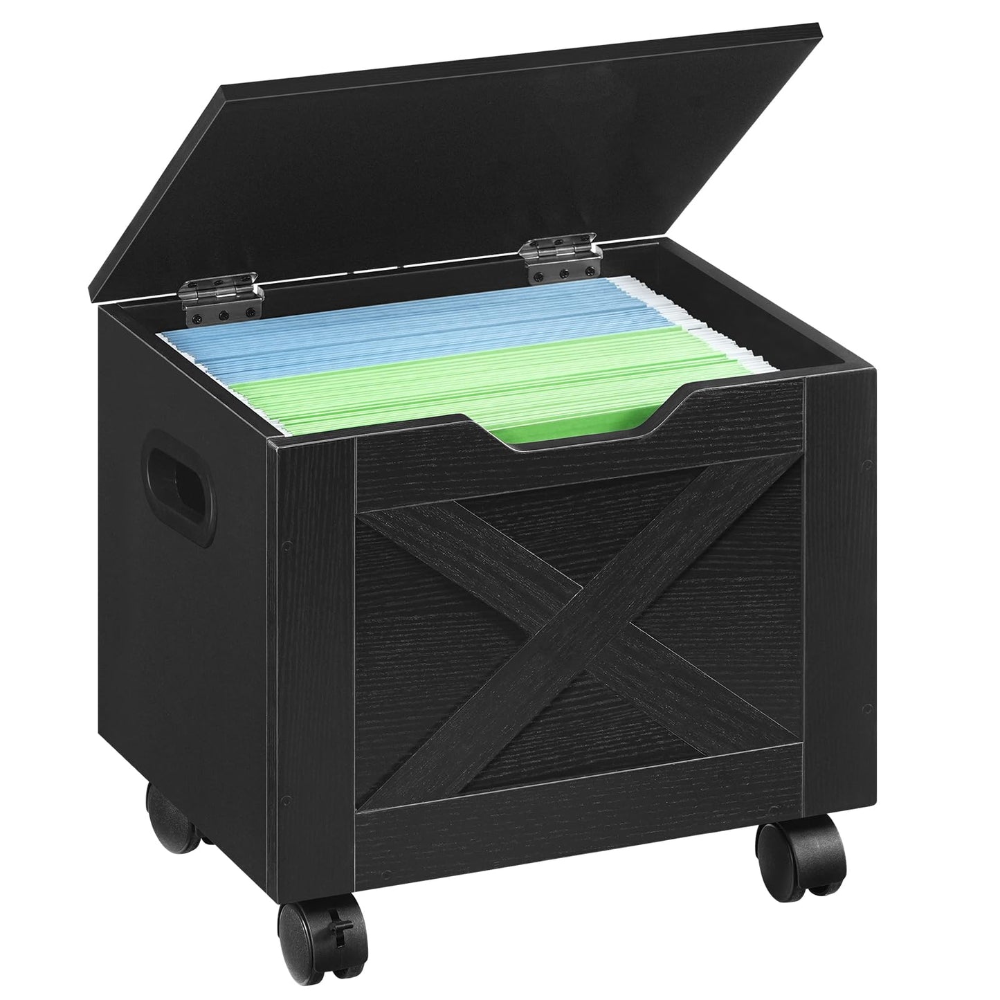 MAHANCRIS Rolling Filing Cabinet, Small File Cabinet Under Desk with Single Drawer, Hanging File Organizer for A4/Letter-Size Documents, Organizer Box, for Home Office, Black FCBK4001