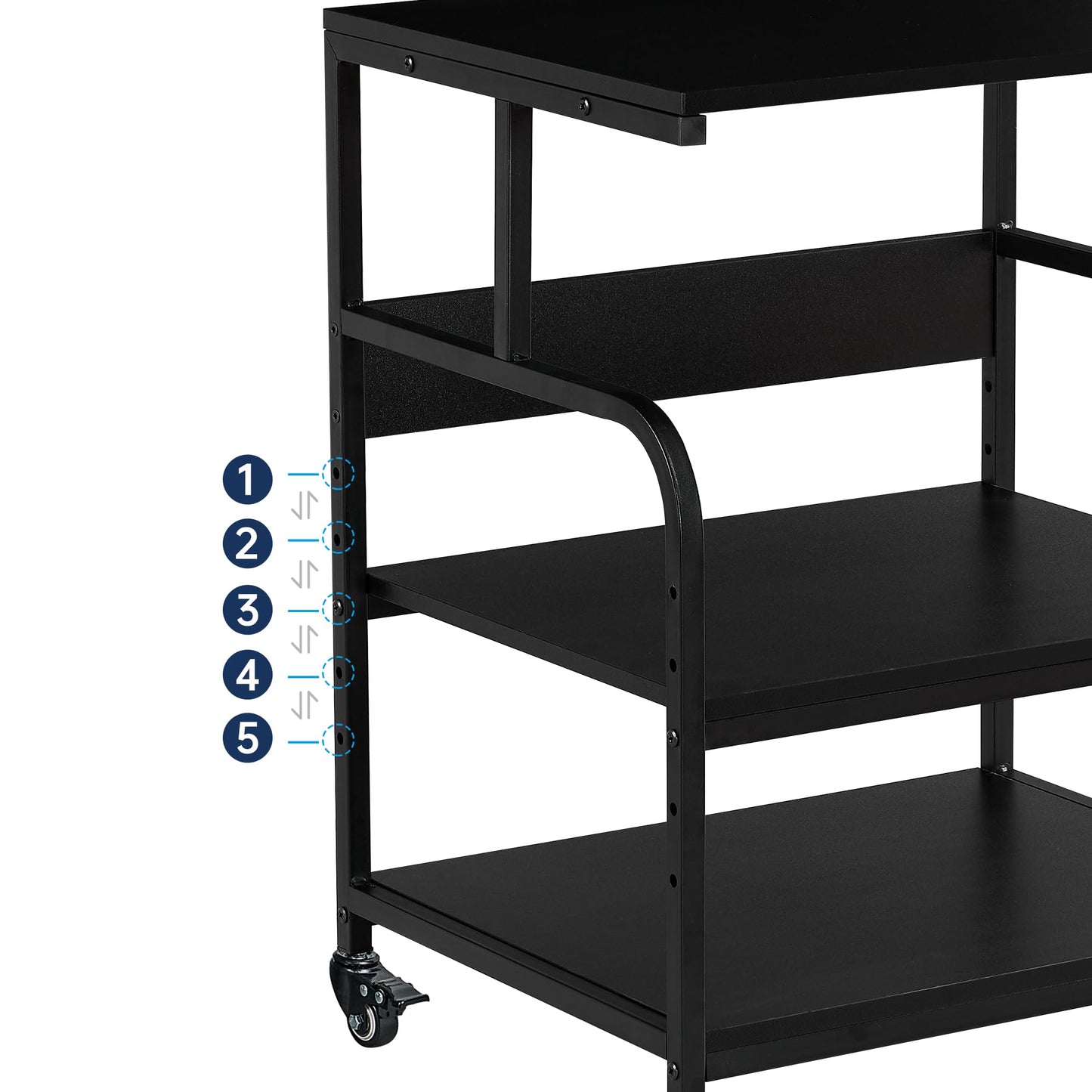 Fannova Printer Stand, 23.6 x18.9 x 30 Inches Large Printer Table with Adjustable Storage Shelf, 3 Tier Rolling Printer Cart with Wheels for Home Office, Stand for Heat Press Mini Fridge, Black