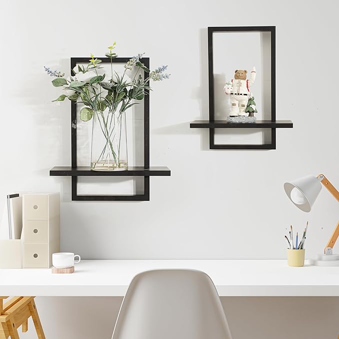 PHOENANCEE Square Floating Shelves, Wall Plants Holder, Bathroom Wall Decor