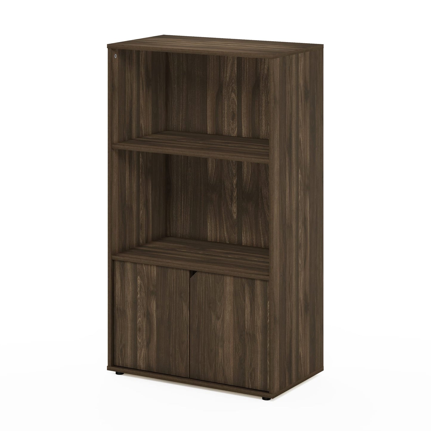 Furinno Jaya Pantry Organizers, 3-Tier Kitchen Cabinet, Coffee Bar, Kitchen Storage with Open Shelves and Closed Cabinet, for Pantry Organizers and Storage, Brown Walnut