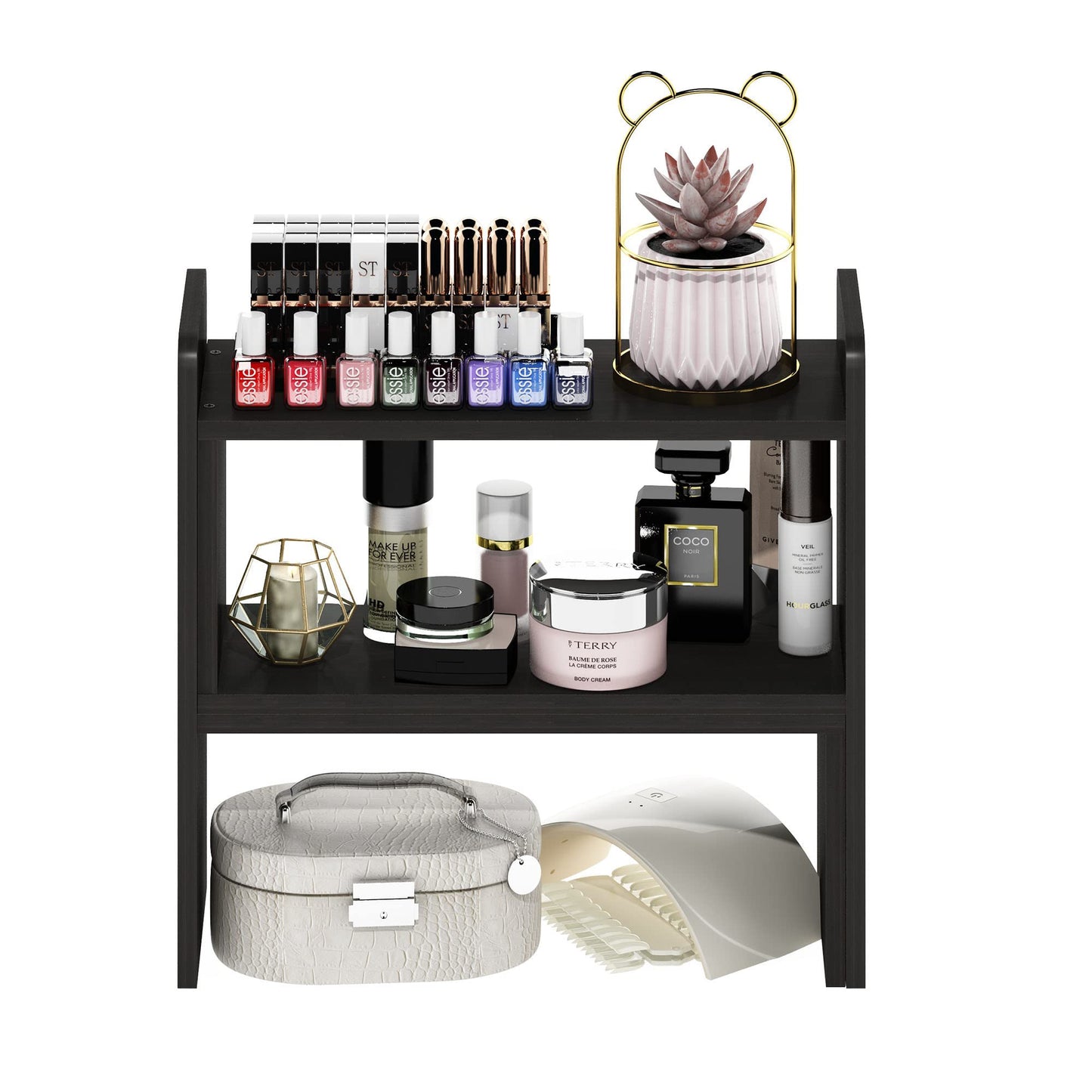 Furinno Classic Desktop Organizer Storage Rack Adjustable Free Style Rotation Display Bookshelf, Espresso 6.7D x 23.7W x 15.67H in