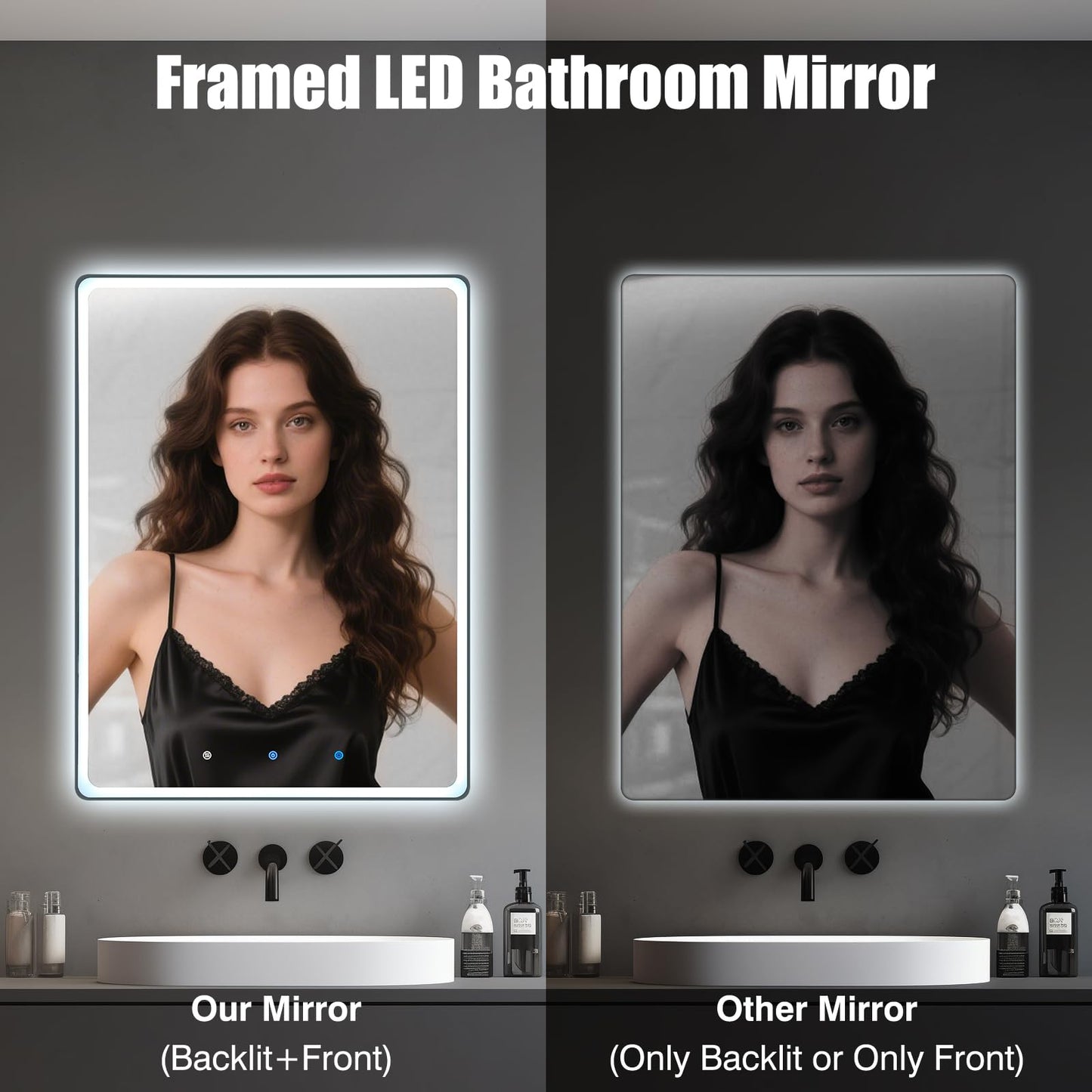 YOURYOKE 24×32 Inch Smart Vanity Bathroom Mirror with 21.5" Waterproof Touchscreen TV, Android OS, Weather Clock Date,WiFi/Bluetooth/HDMI, Anti-Fog, 3-Color LED Lights,Bedroom,Hotel&Spa Wall Mounted