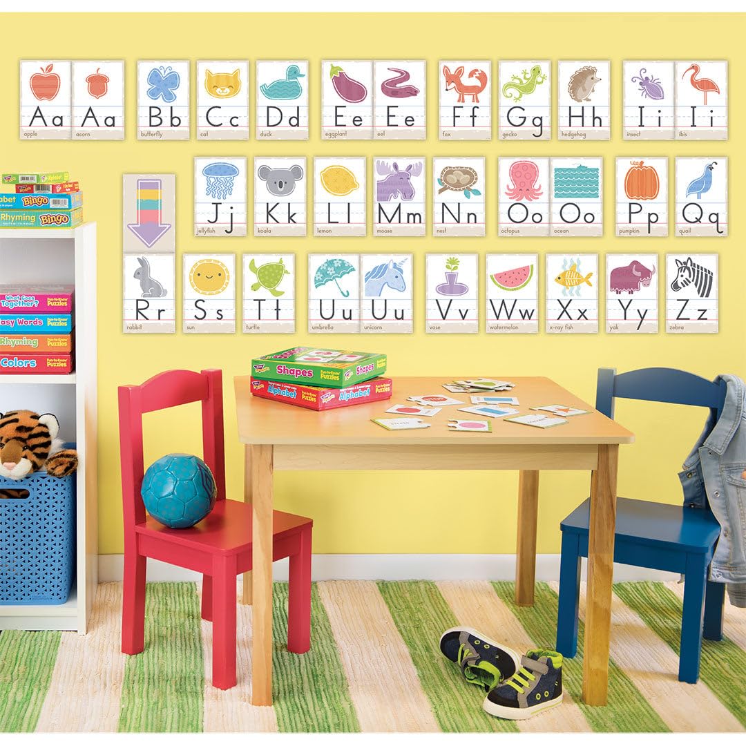Good Nature Alphabet Cards Learning Set by Trend, 32 Decorative Cutout Pieces for Teaching Letters and Phonics