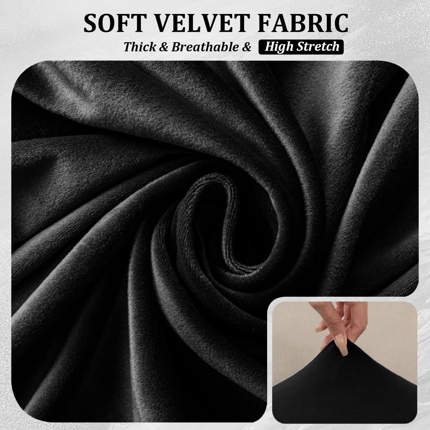 10 Pieces Sofa Cushion Covers for U-Shaped Modular Sectional Couch with 4 Seat+4 Back+2 Arms, Stretch Velvet Upholstered Covers for Sofa Bed with Deep Double Chaise (Black,Universal (10 Pieces))