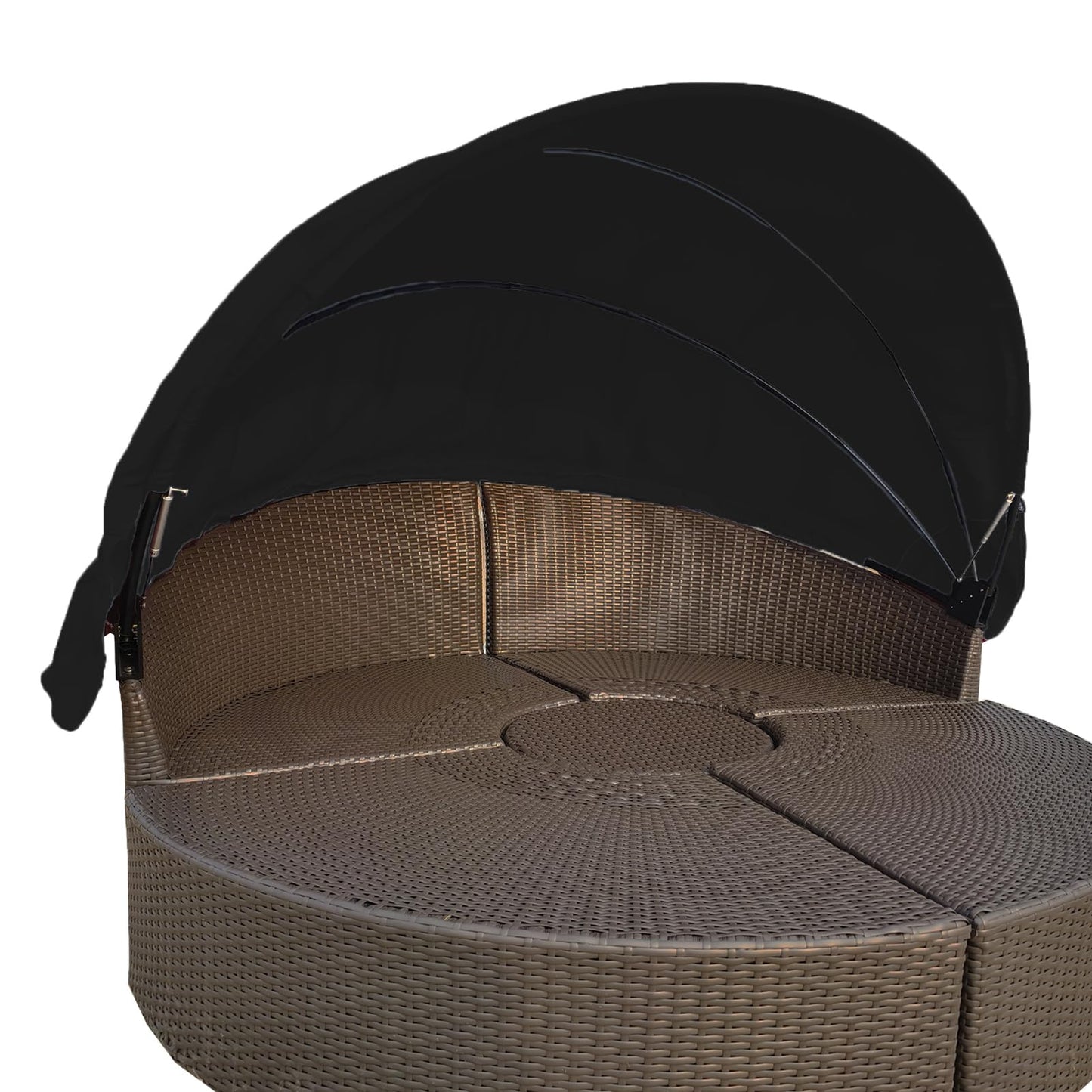 SWFEMWS Round Canopy Cover for 66''~75'' Outdoor Daybeds, Water-Resistant & UV-Resistant, Easy Installation with Hook and Loop Straps, Fits Wicker Sunbeds, No Tools Needed