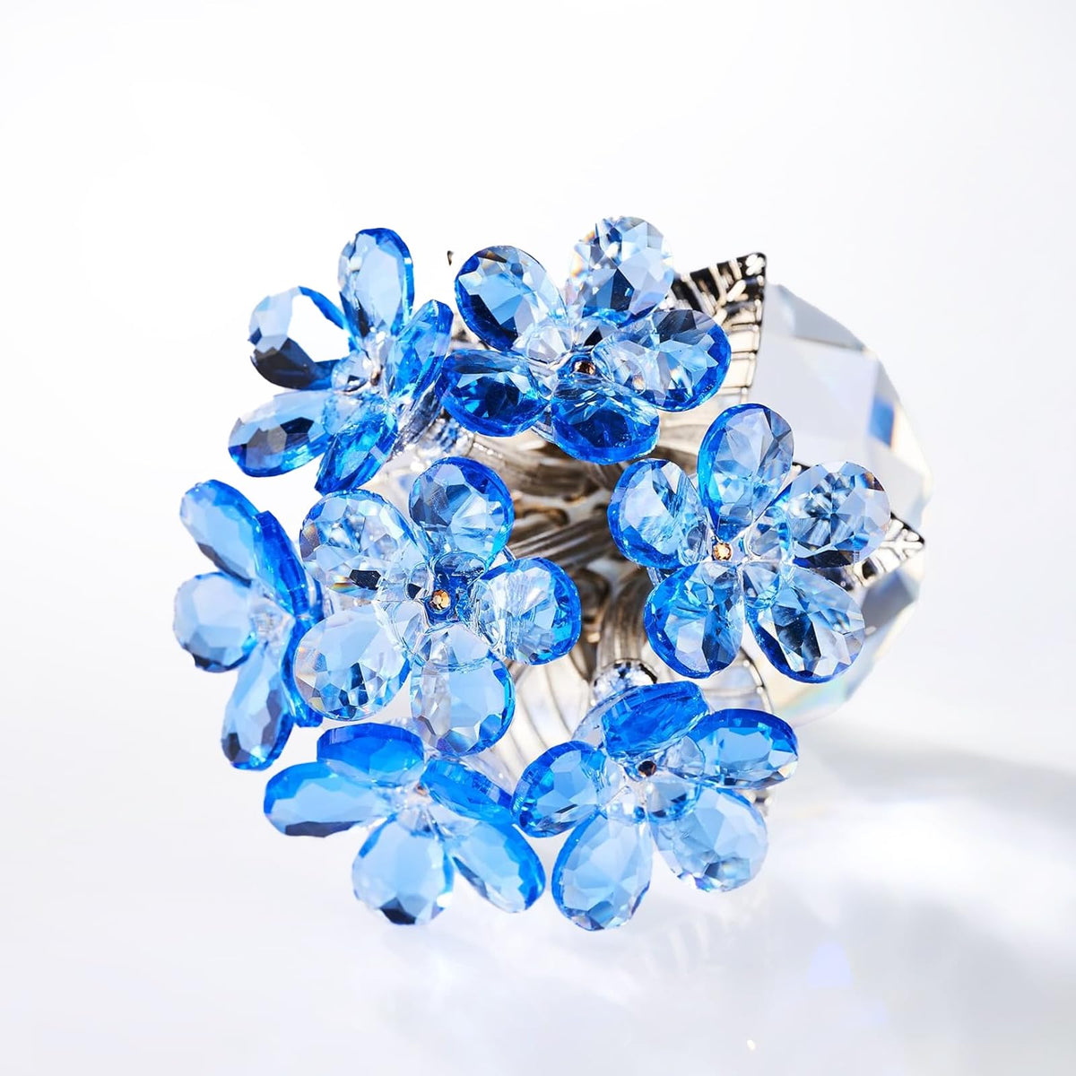 XLSJGYP Blue Crystal Flower Glass Gifts for Sister Girlfriend Women Girl Wife,Crystal Flowers Bouquet Collectible for Wedding Anniversary Mom from Daughter Son (Blue Flower 02)