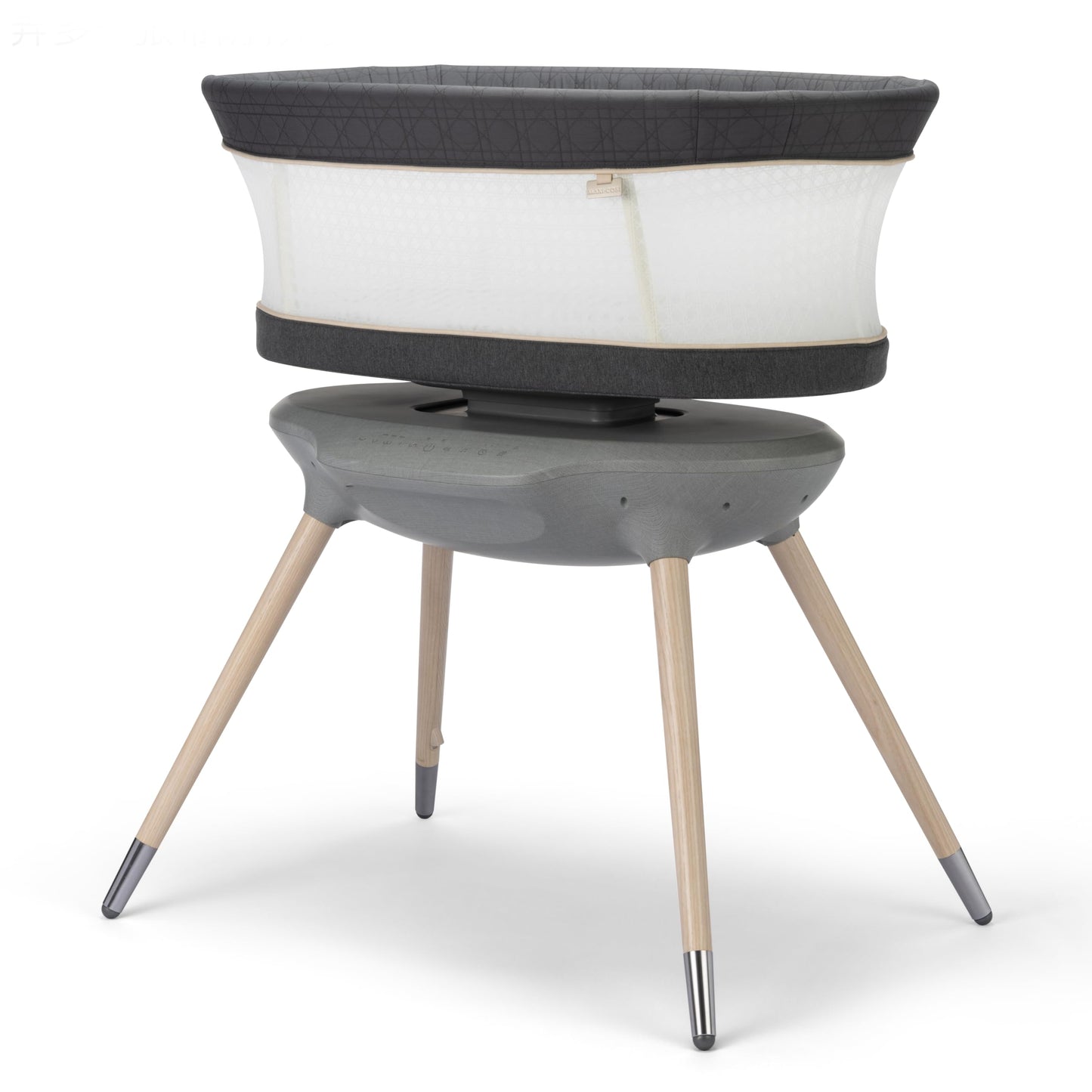 Maxi-Cosi Starling Smart Bassinet, CryAssist AI Cry Translation, 5 Rocking Motions, Cozy Mattress Pad, Machine-Washable Cover, Built-in Bluetooth Speaker, Onyx Heritage, Baby Bassinet Rocking
