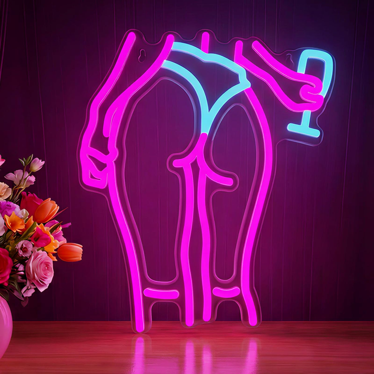 Lady Neon Signs Neon Signs for Wall Decor Pink Blue LED Light Sign for Preppy Room Decor Bedroom with Woman Pattern Light Up Sign for Birthday Party Decoration USB Powered