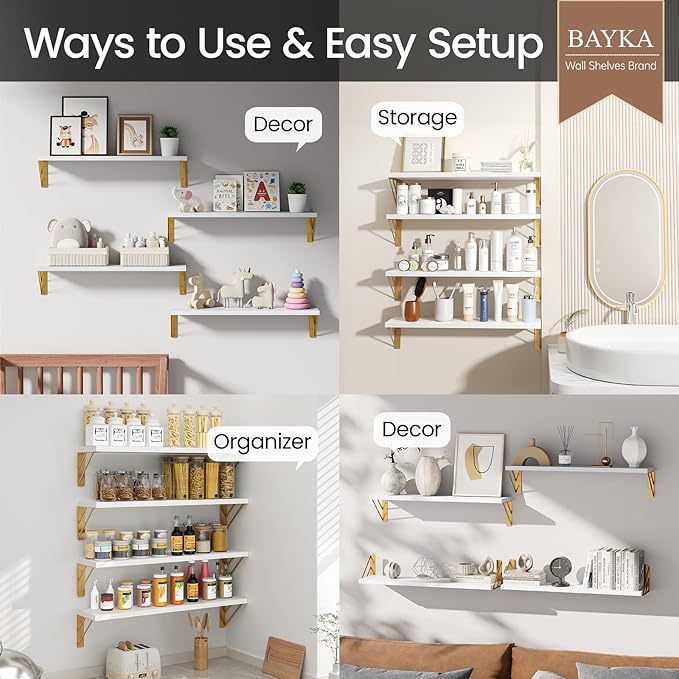 BAYKA Wall Shelves for Bedroom Decor, Floating Wall Shelf for Living Room
