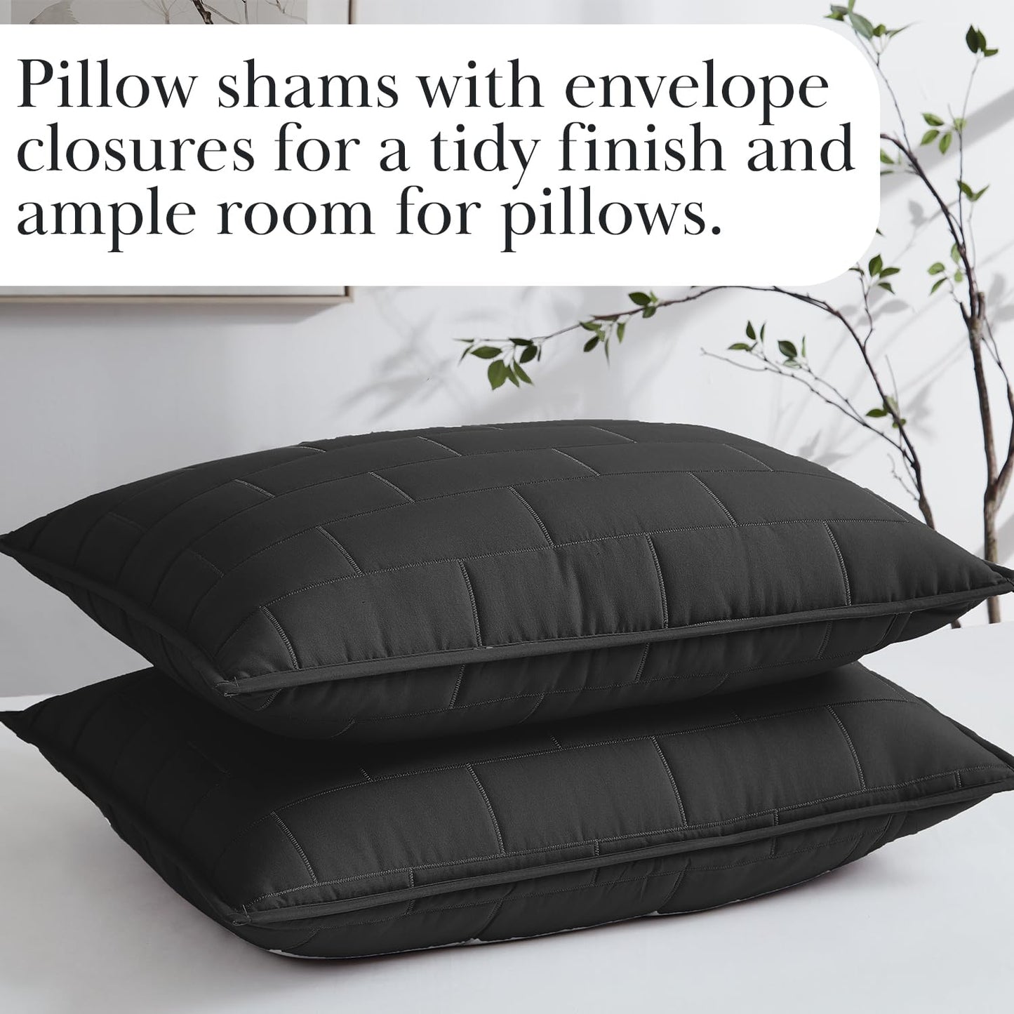 Southshore Fine Living, Inc. Twin Daybed Comforter Set, 6-Piece Twin Bedding Set with Daybed Cover, 3 Pillow Shams, Bed Skirt, Throw Pillow - Day Bed Quilt Set, Brickyard Black