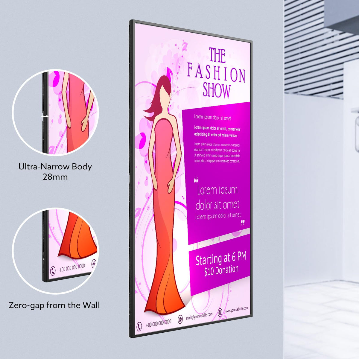 MENSETIC Digital Signage, 55 Inches Digital Signage Display, LED Screen High Brightness Advertising Display Kiosk, High Brightness Android Vertical Horizontal Poster with Content Management System