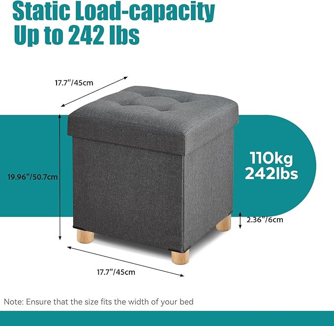 BRIAN & DANY Ottoman with Storage, Square Storage Ottoman