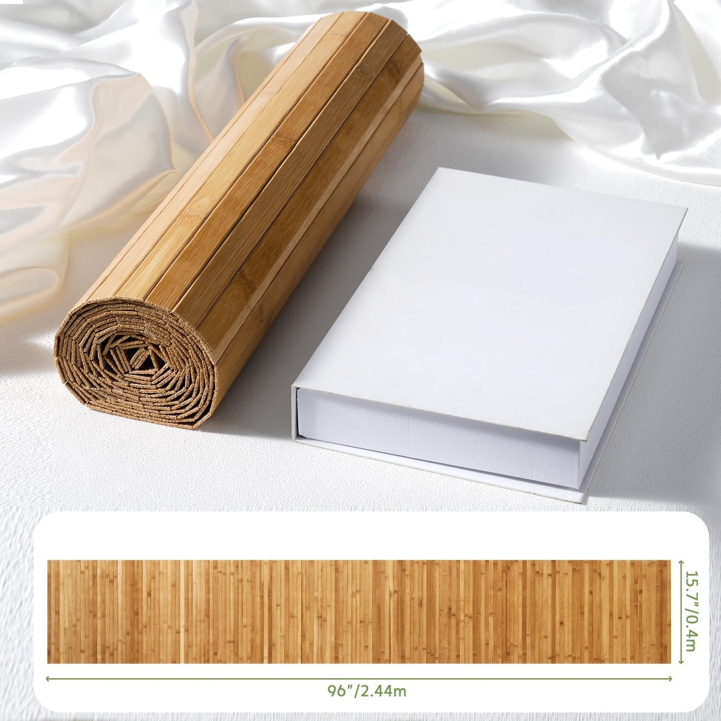 FAKILO Flexible Bamboo Wall Paneling – 16"x96" Pole Wrap for Basement Columns & Curved Walls – Paintable Wood Slat Tambour Board for Kitchen Island, Cabinet Refacing & DIY Headboards – Natural Style
