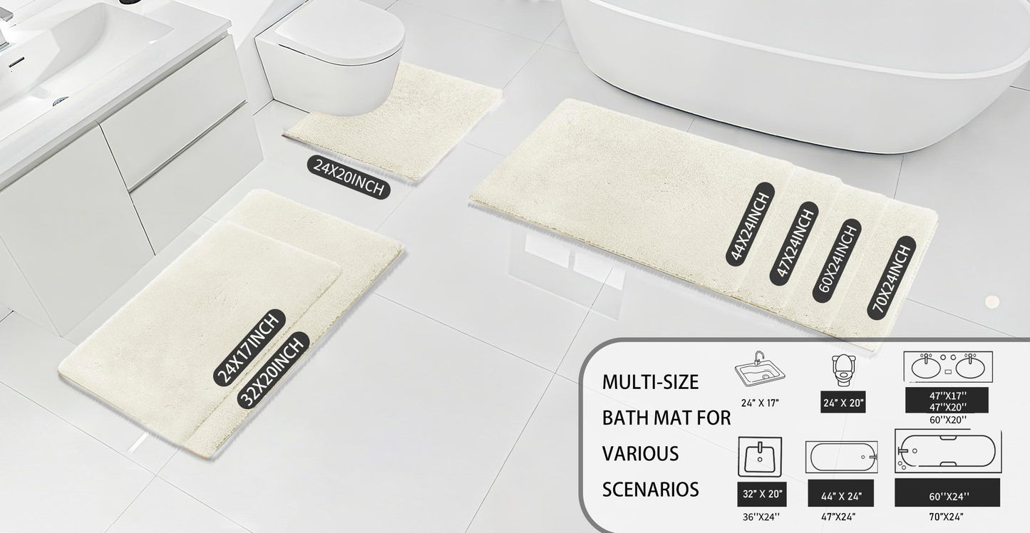 MINIDEAR Toilet Rugs 24x20 - U Shaped Cream Thick Memory Foam Contour Rugs,Ultra Soft & Plush Fluffy, Non-Slip, Quick Dry, Absorbent Washable Floor Microfiber Mat for Home Decor Accessories