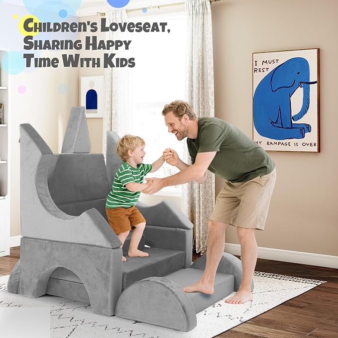 15 Pcs Modular Kids Play Couch, Toddler Couches That Fold Out, Plush Foam Chair
