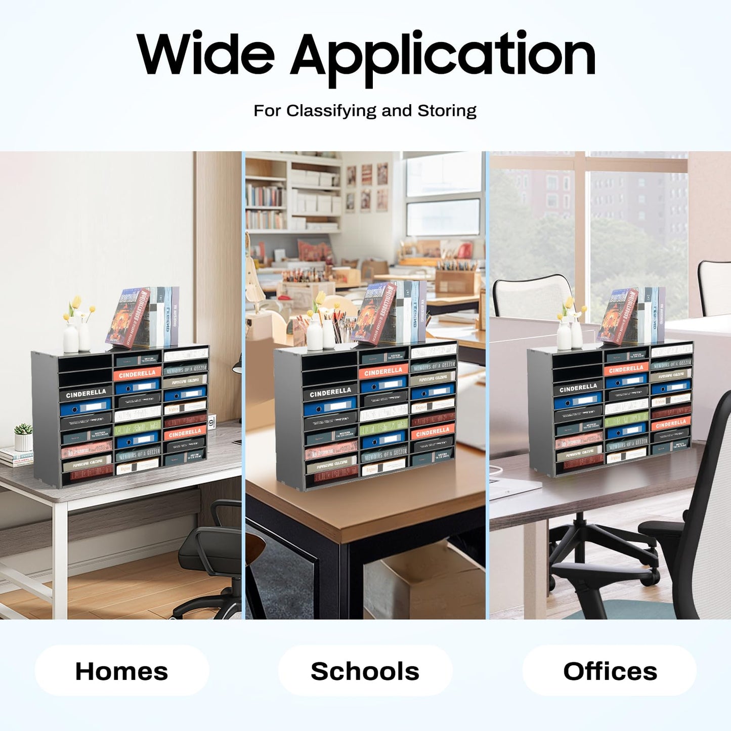 TuBaSaki Literature Organizer 27 Slots Compartments Desktop File Sorter Mail Center Paper Storage Cabinet Home & Office Mailbox School Classroom Keepers