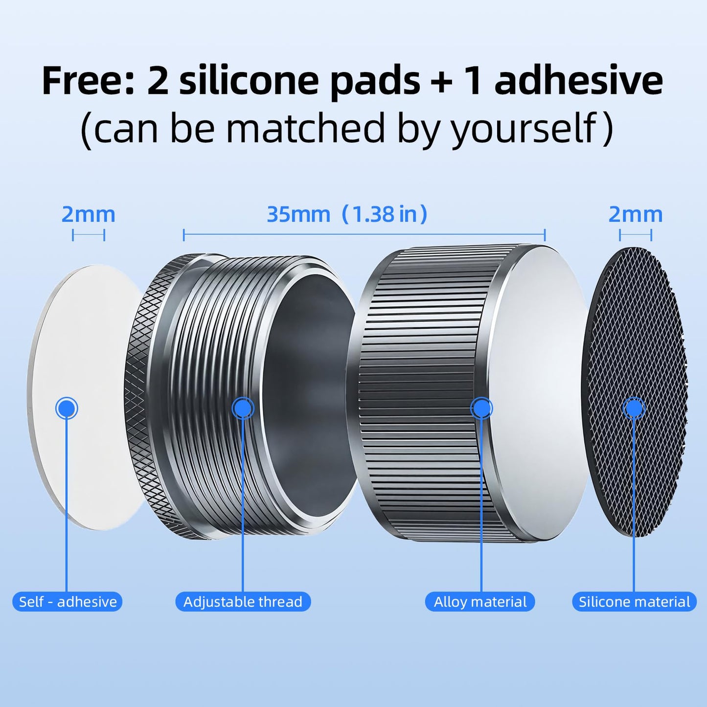 Adjustable Microwave Riser Pads- 0.9-1.5in Height (4Pack,Graey）Metal Material