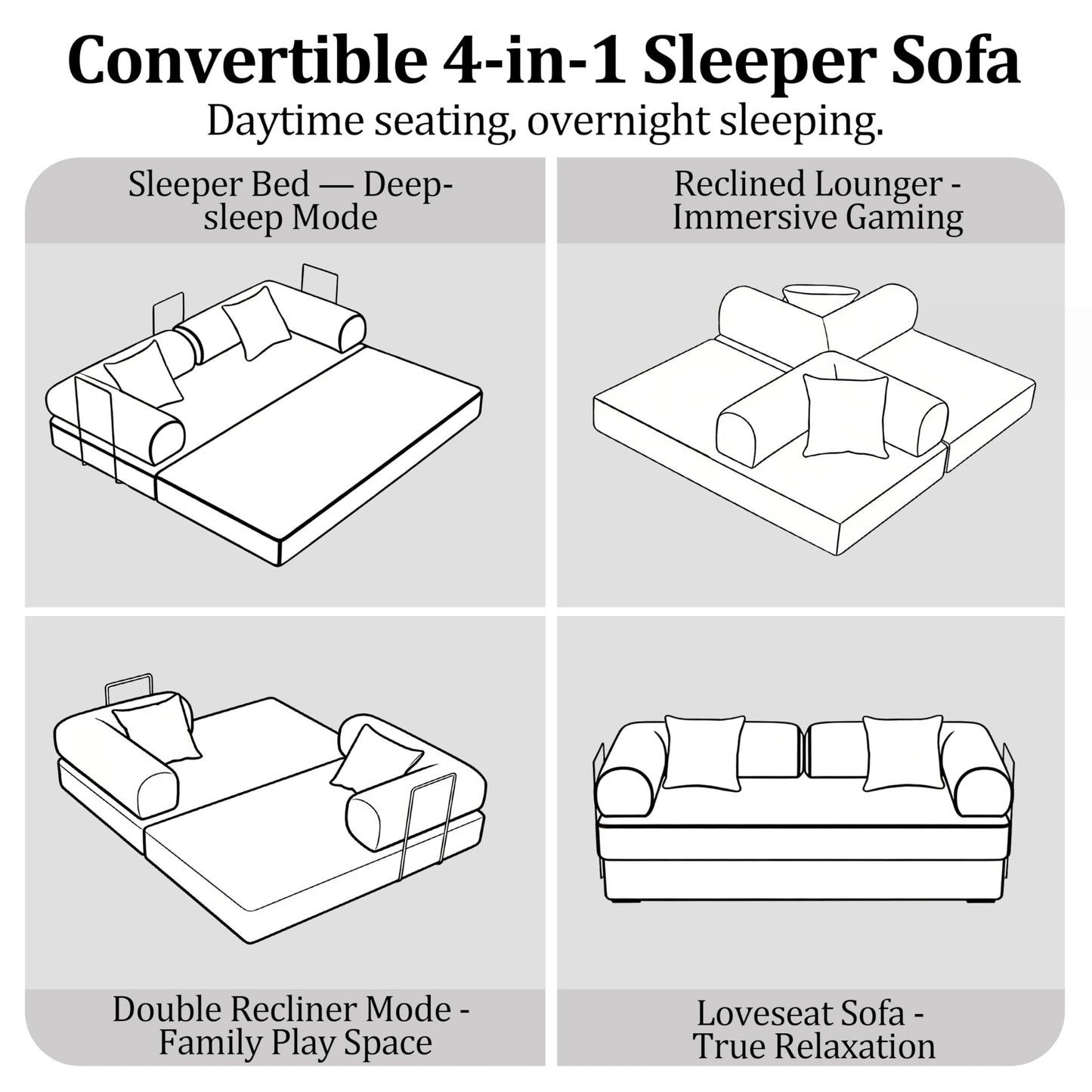 59'' Convertible Compressed Corduroy Folding Cloud Sofa Bed, Modern Boneless Pull Out Loveseat Sleeper in a Box, 4 in 1 Floor Mattress Futon Fluffy Couch, No Assembly Needed, Orange, 2 Pillows, Full