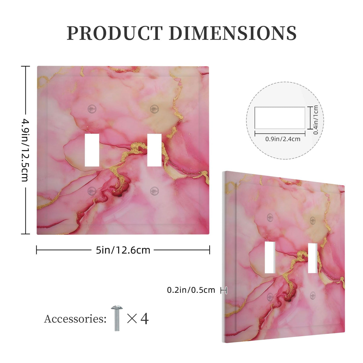Decorative Art Light Switch Covers Pink & Gold Flow 2 Gang Double Toggle Wall Plate Decorative Switchcover Electrical Switchplate for Home Decor