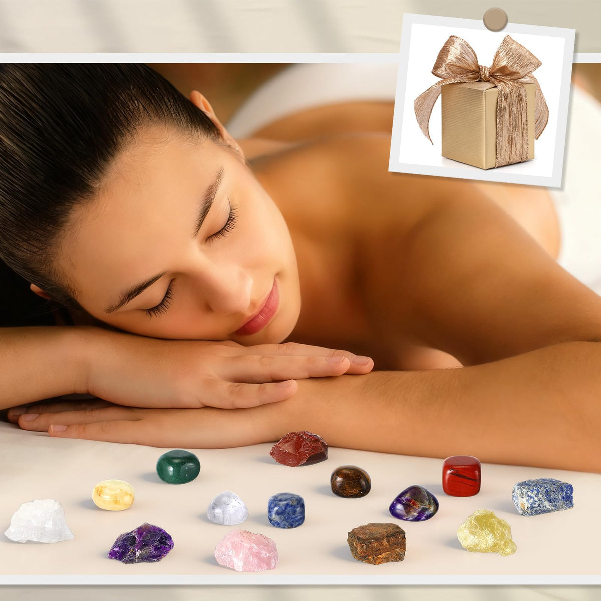 64 Pcs Crystals and Healing Stones Set for Meditation,7 Raw Chakra Stones Crystals Kit Pyramid Reiki Real Crystal Stone with Wooden Box, Lava Bracelet, Chakra Necklace, Gifts for Crystal Beginners